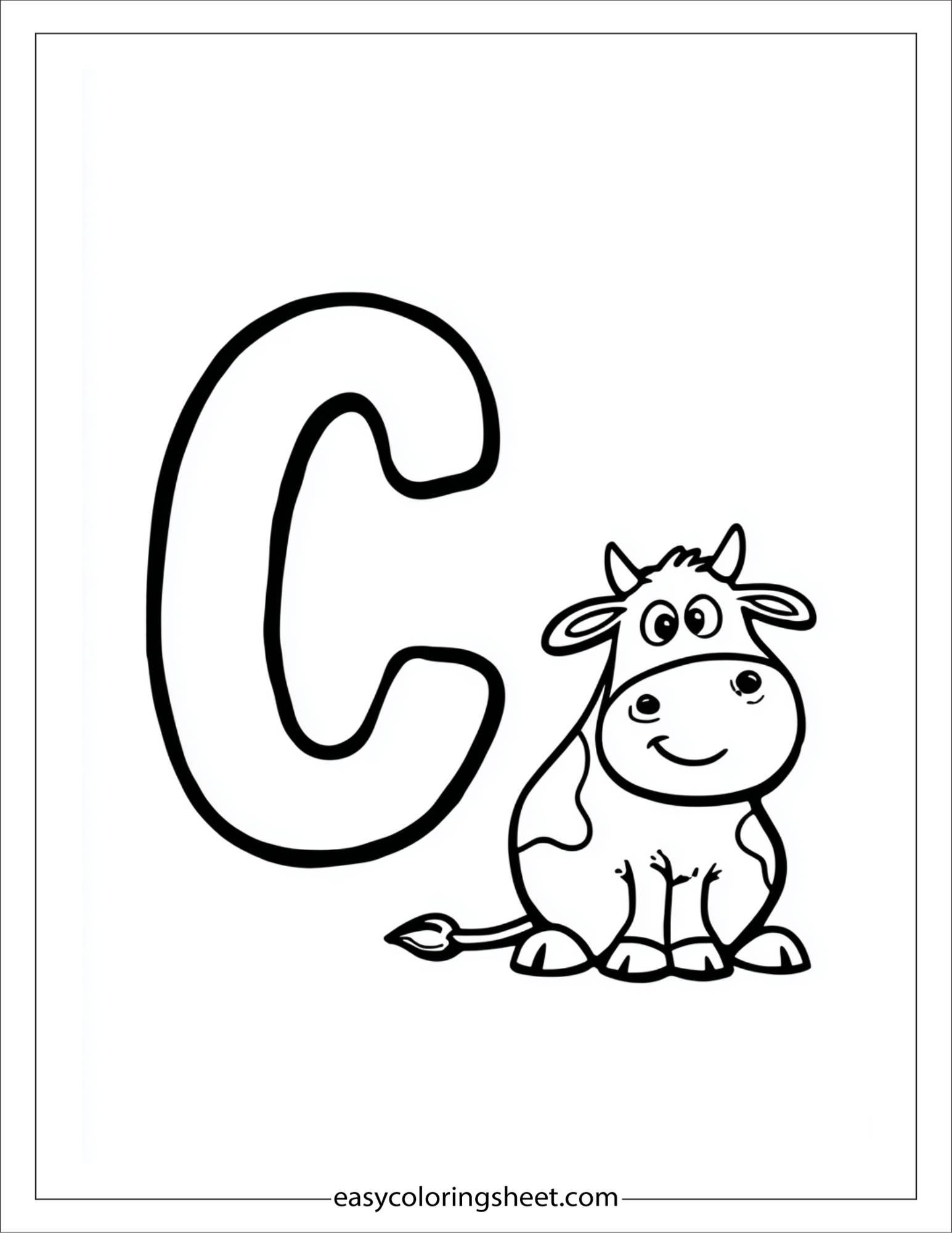 alphabet C cow coloring page