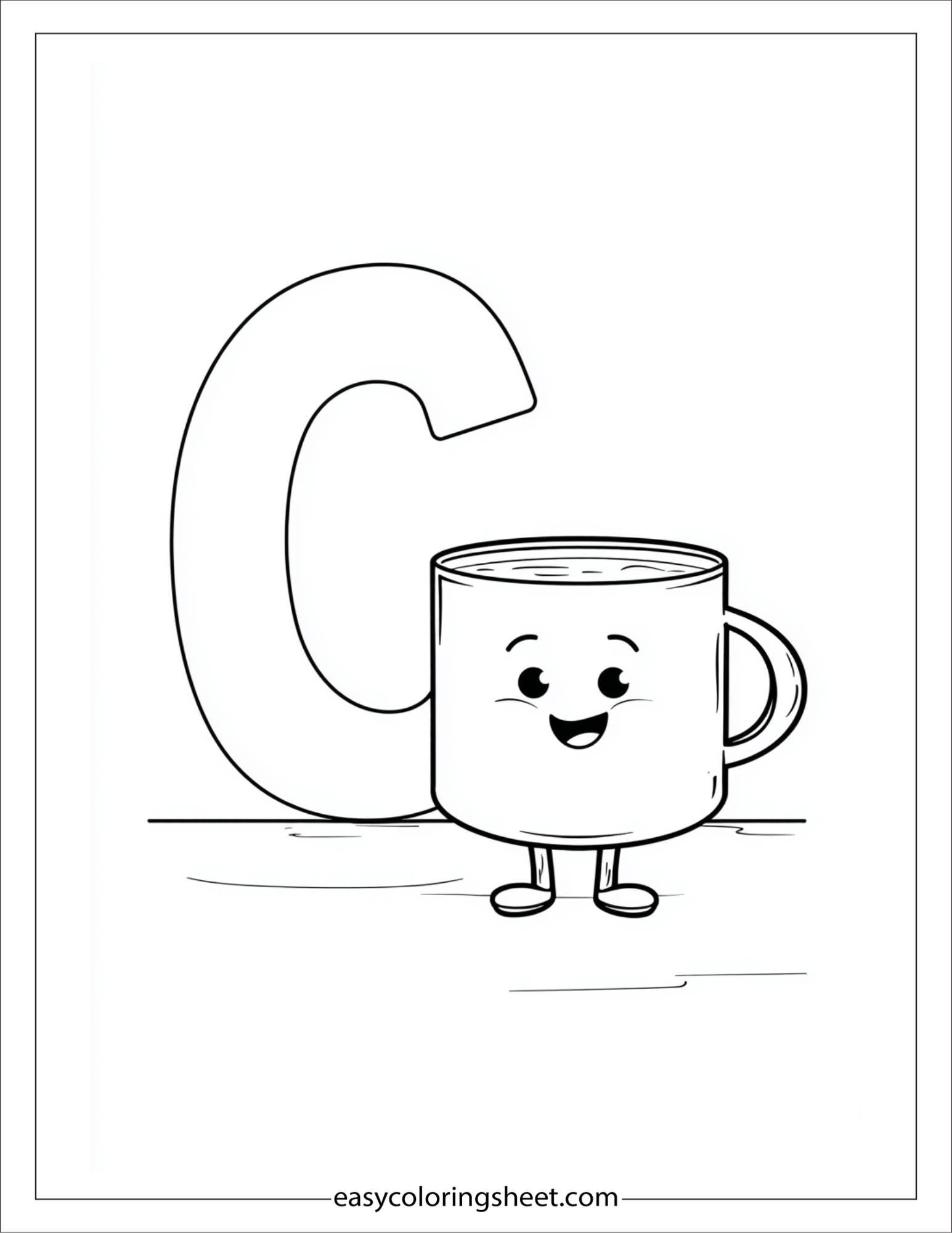 alphabet C cup coloring page