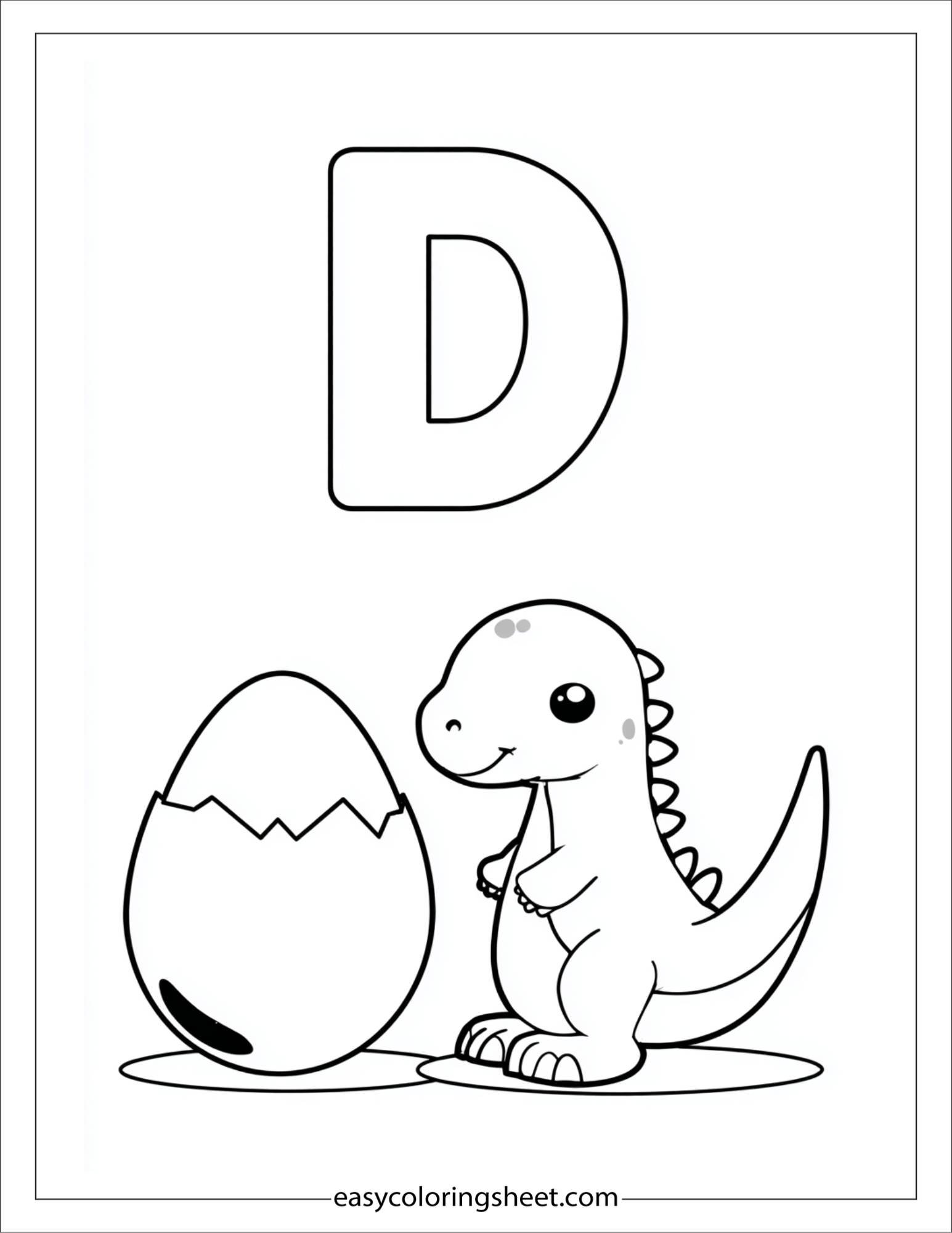 alphabet D dinosaur egg coloring page