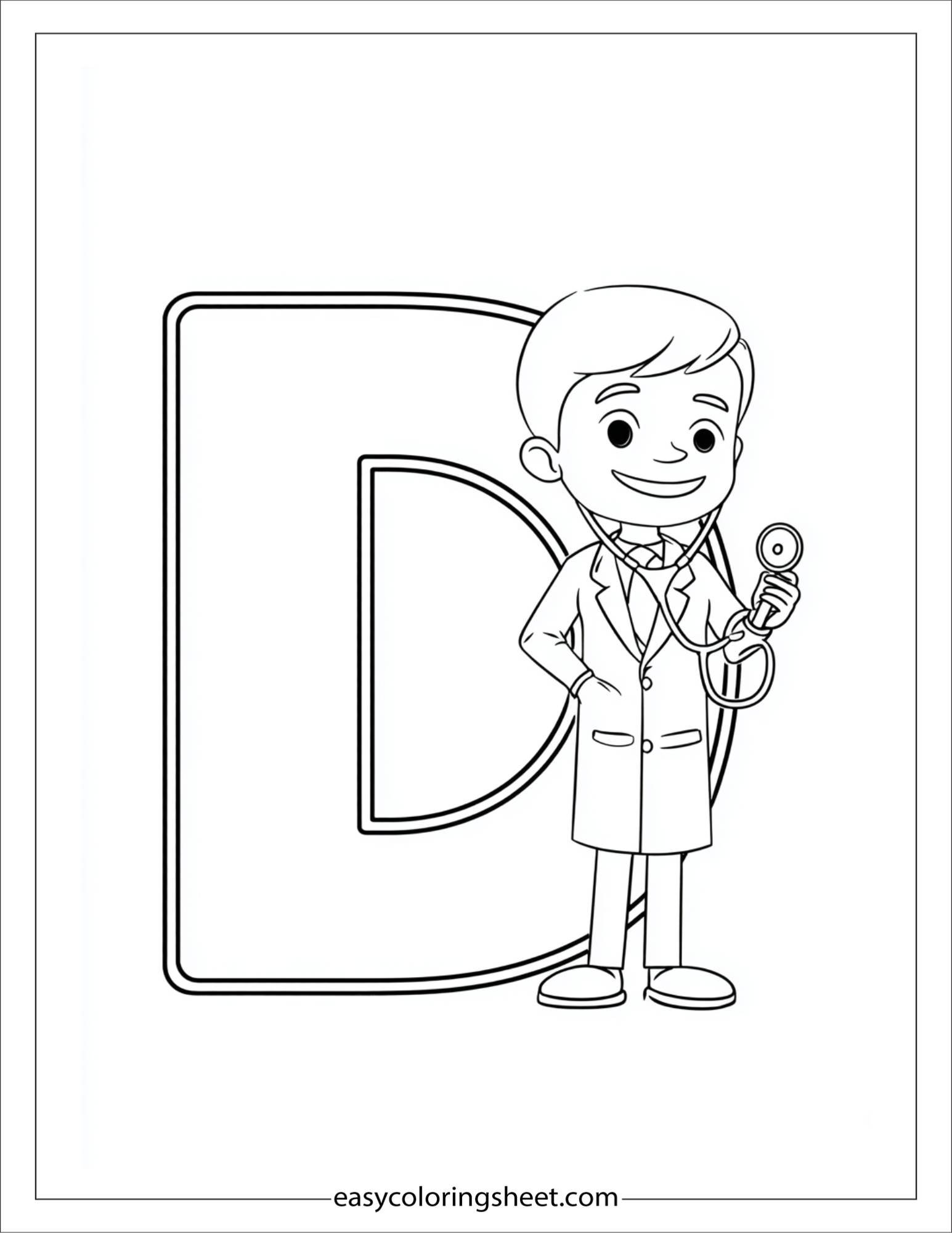 alphabet D doctor coloring page