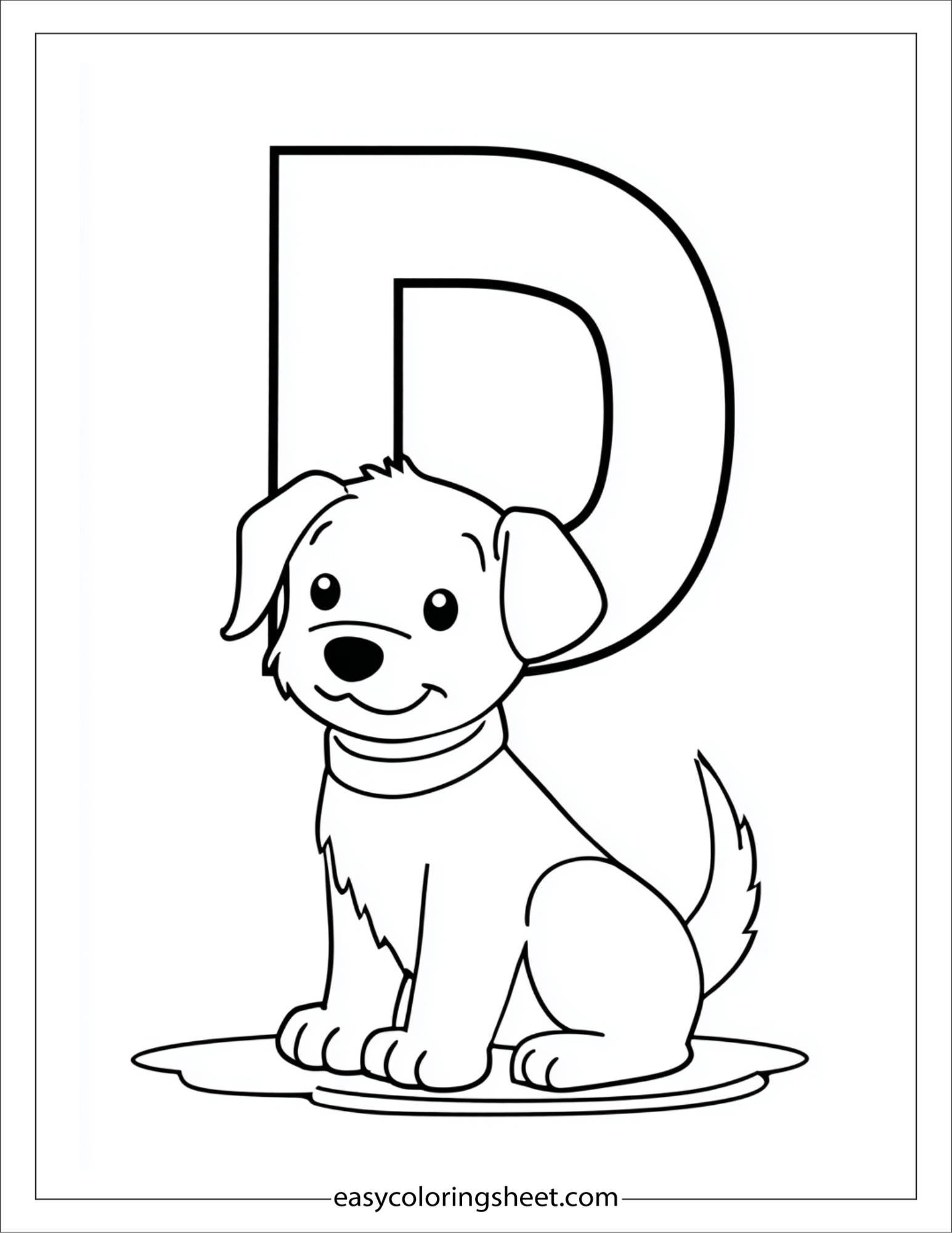 alphabet D dog coloring page