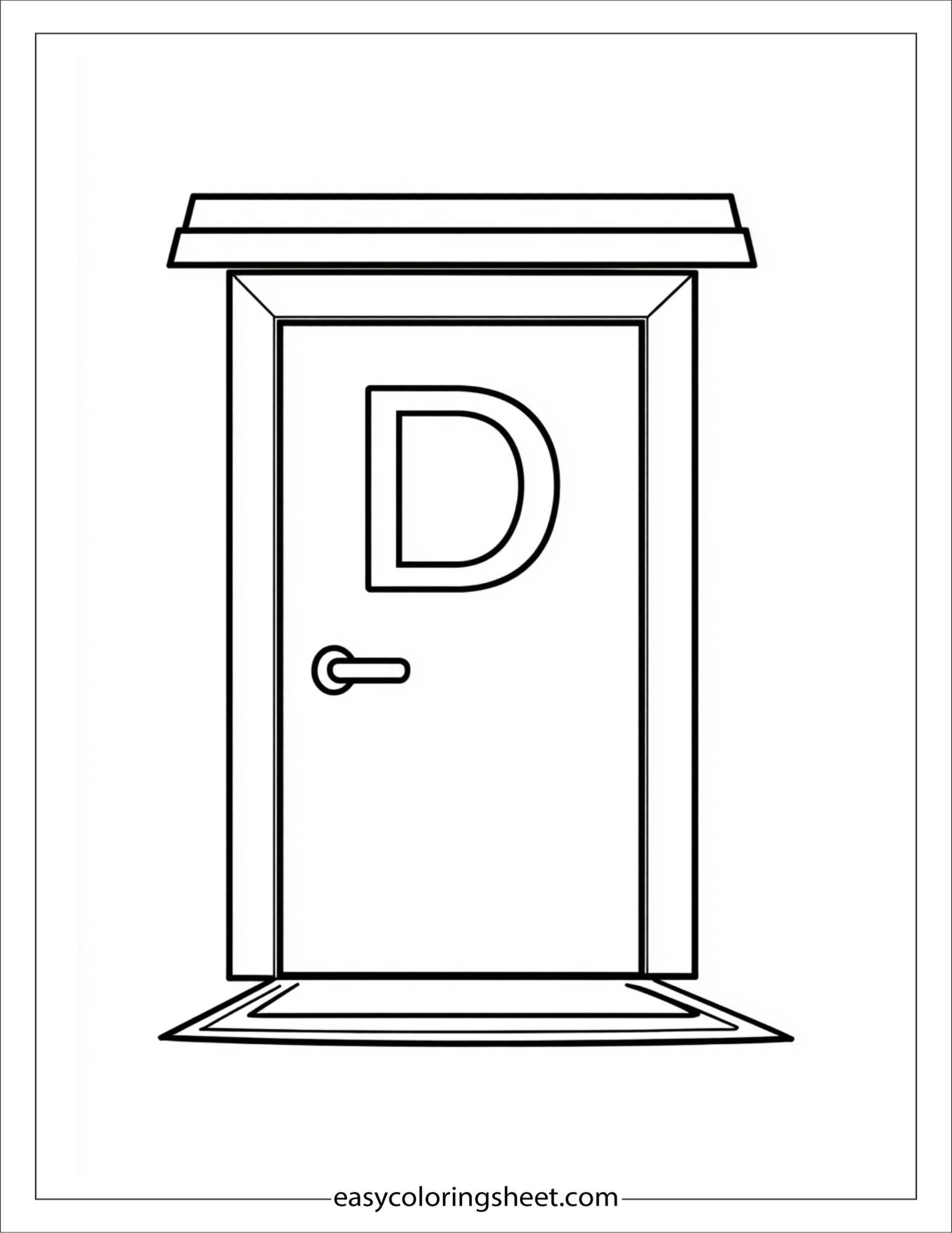 alphabet D door coloring page
