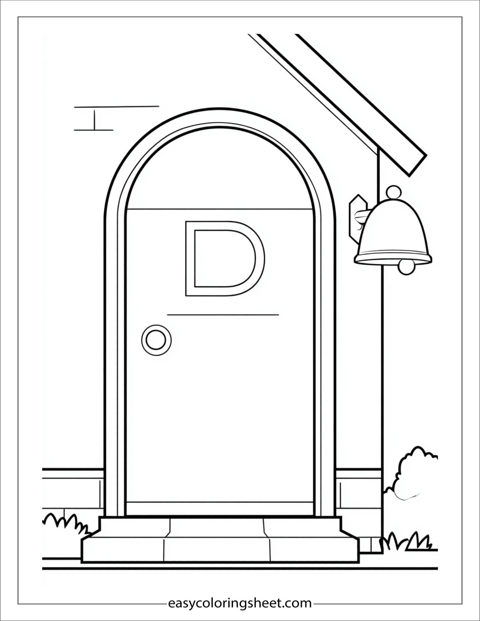 alphabet D doorbell coloring page