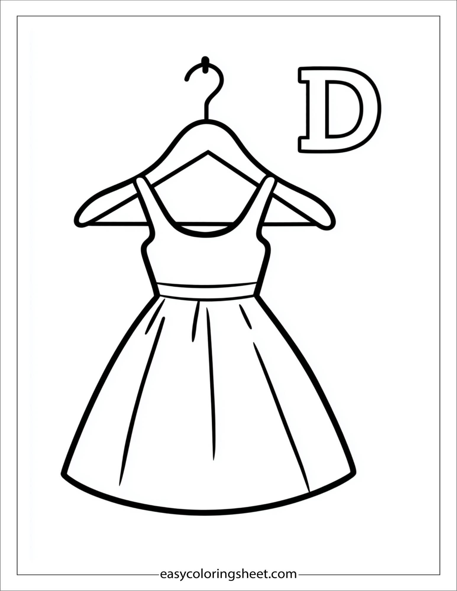 alphabet D dress coloring page