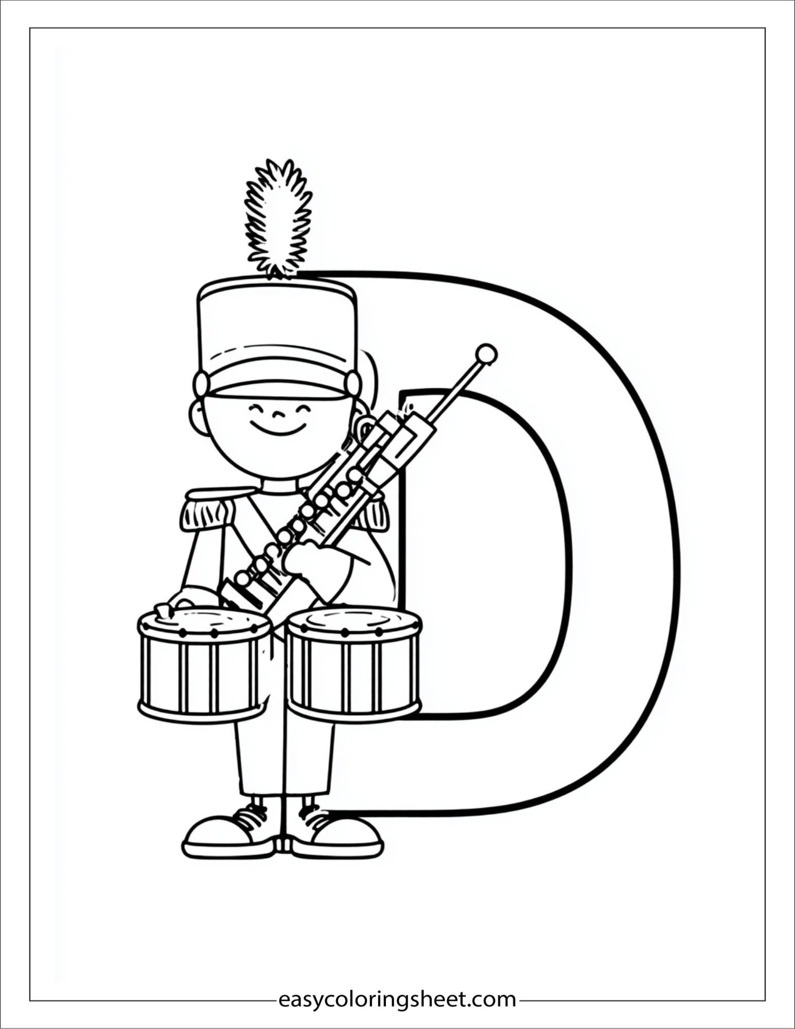 alphabet D drum band coloring page