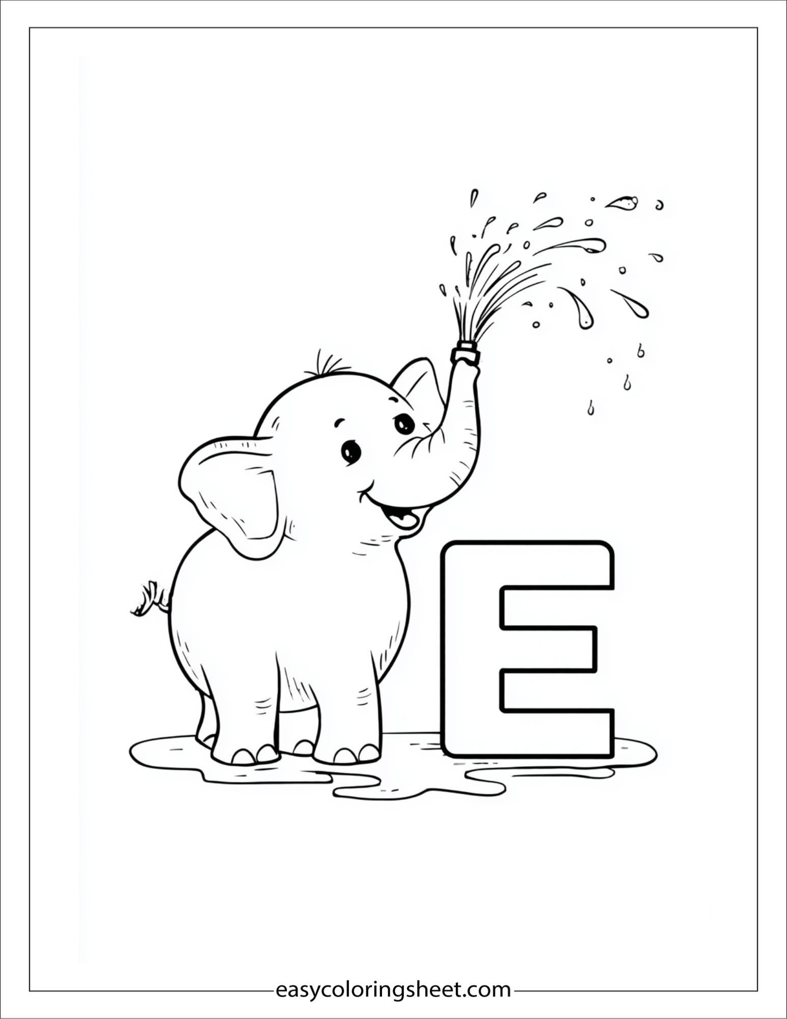 alphabet E coloring page