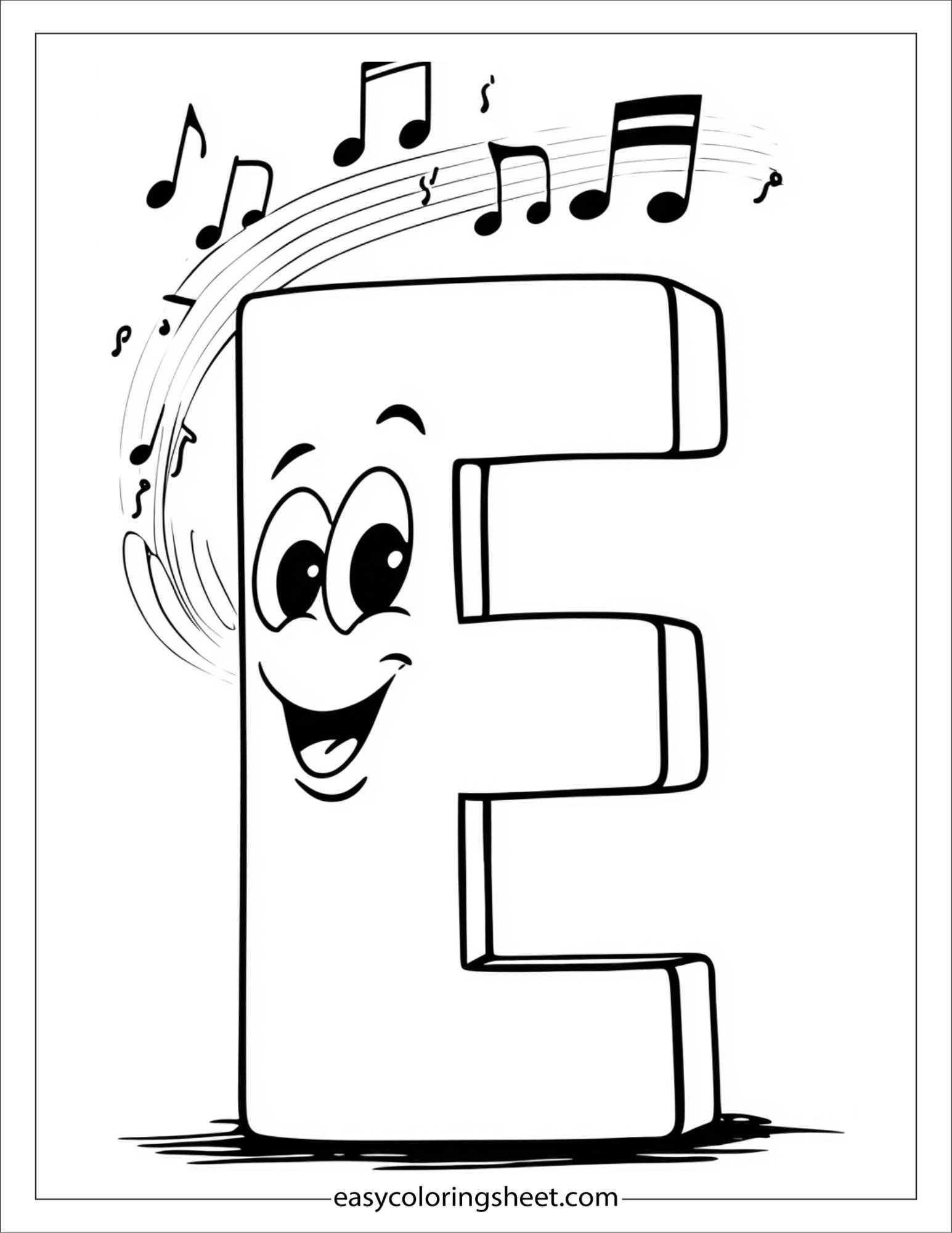 alphabet E ear coloring page
