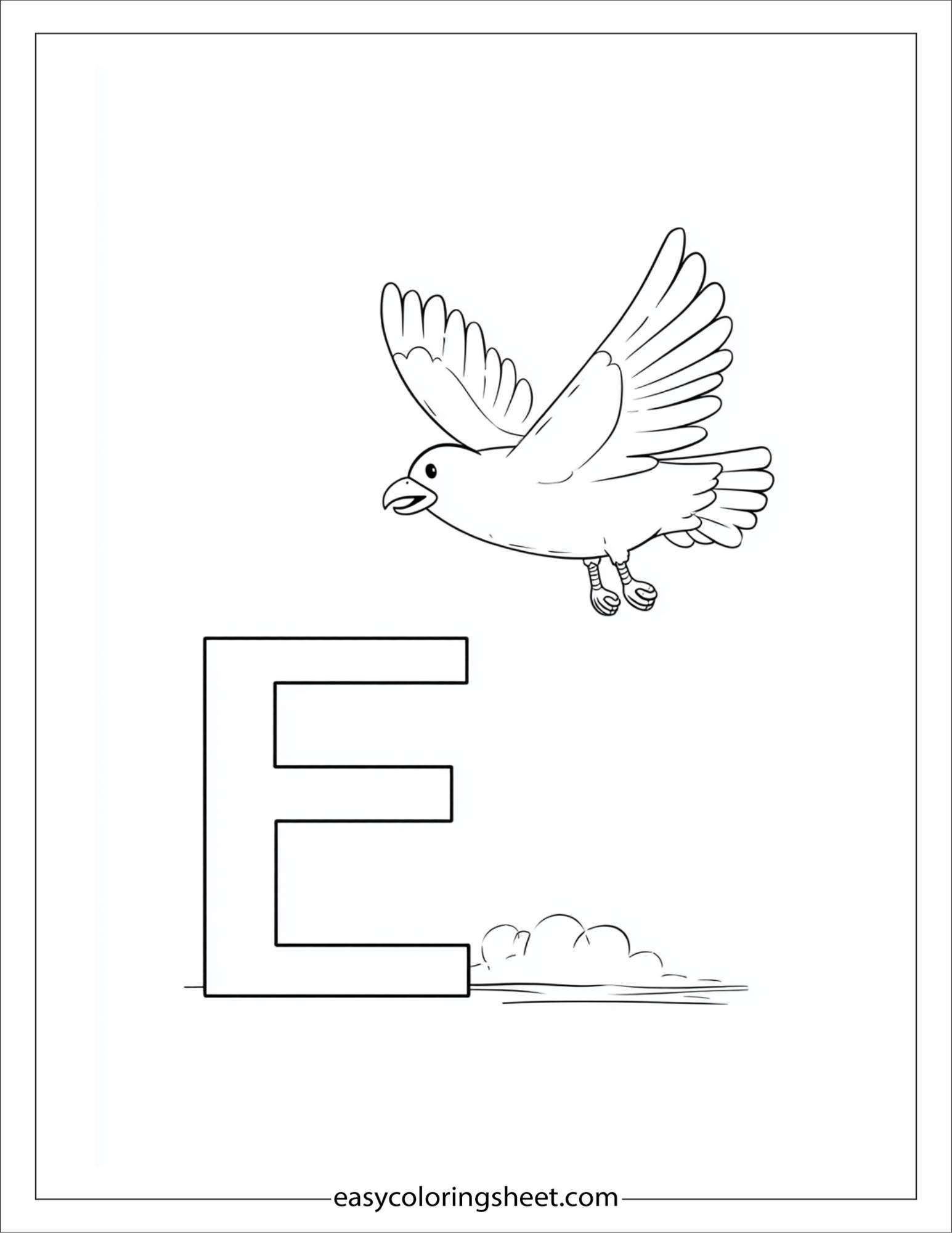 alphabet E earth coloring page