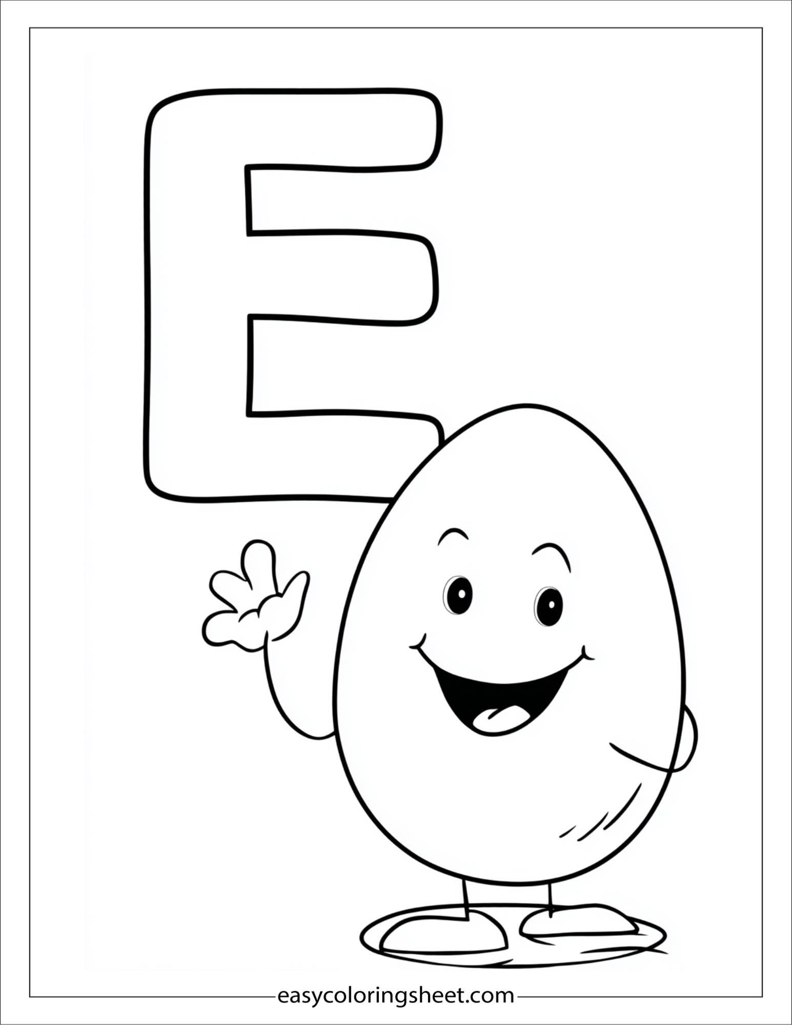 alphabet E egg coloring page