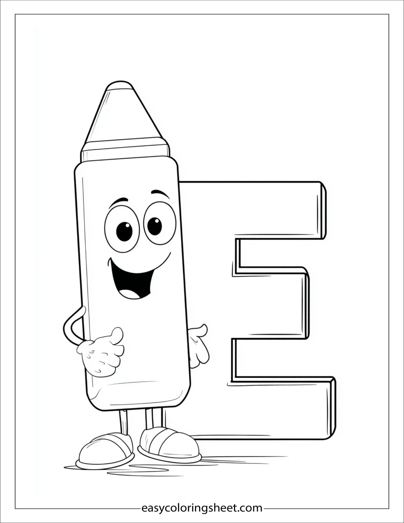 alphabet E eraser coloring page