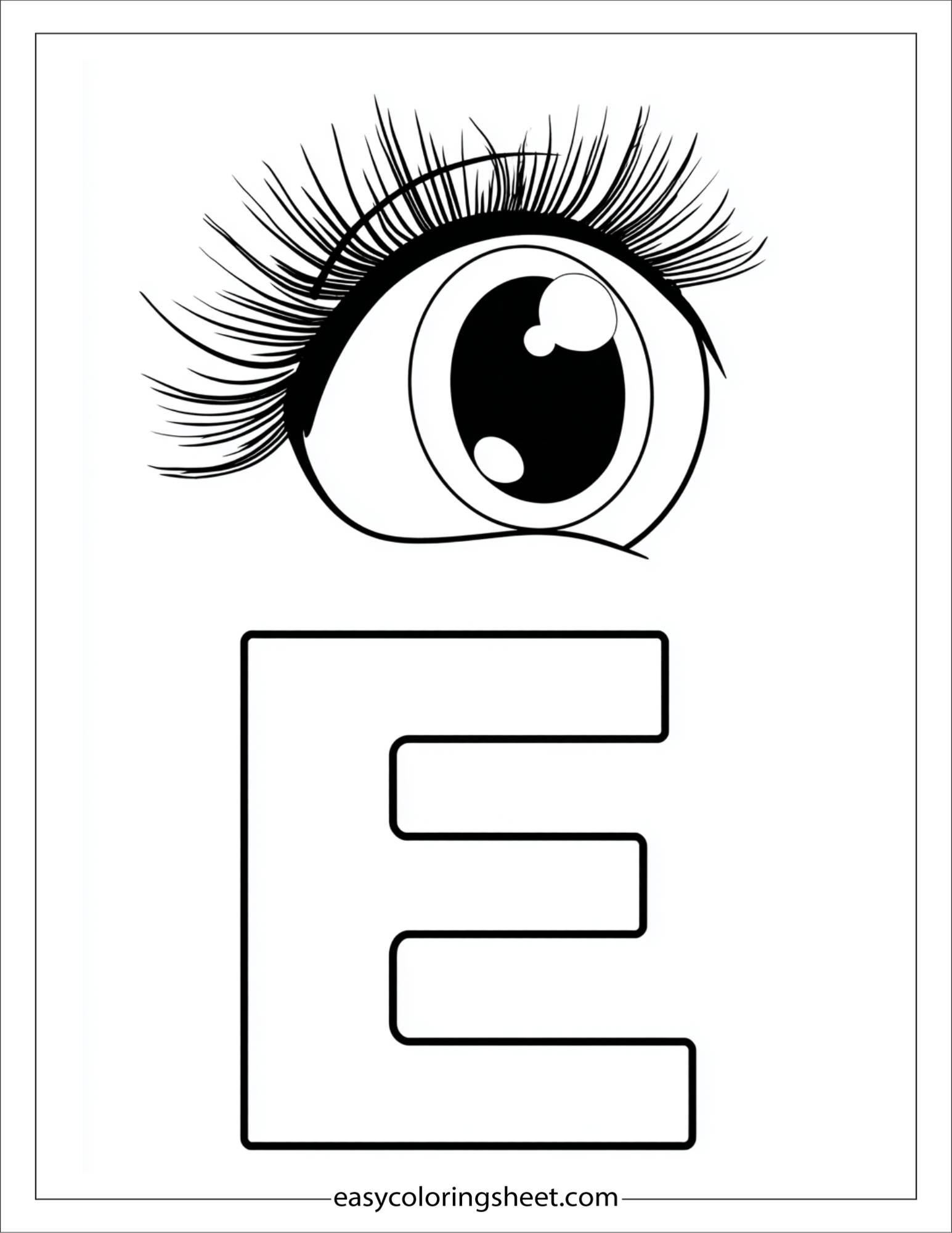 alphabet E eye coloring page
