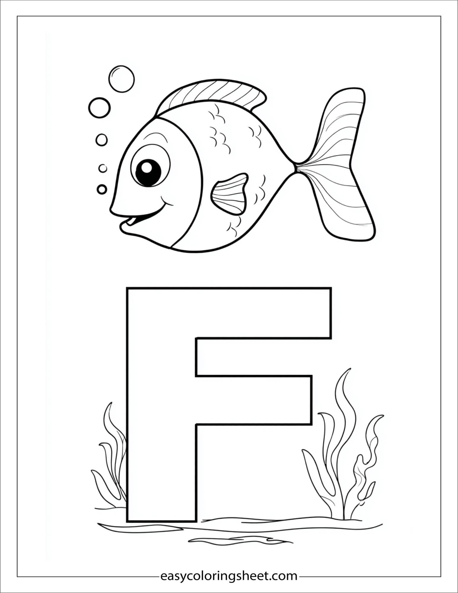 alphabet F coloring page