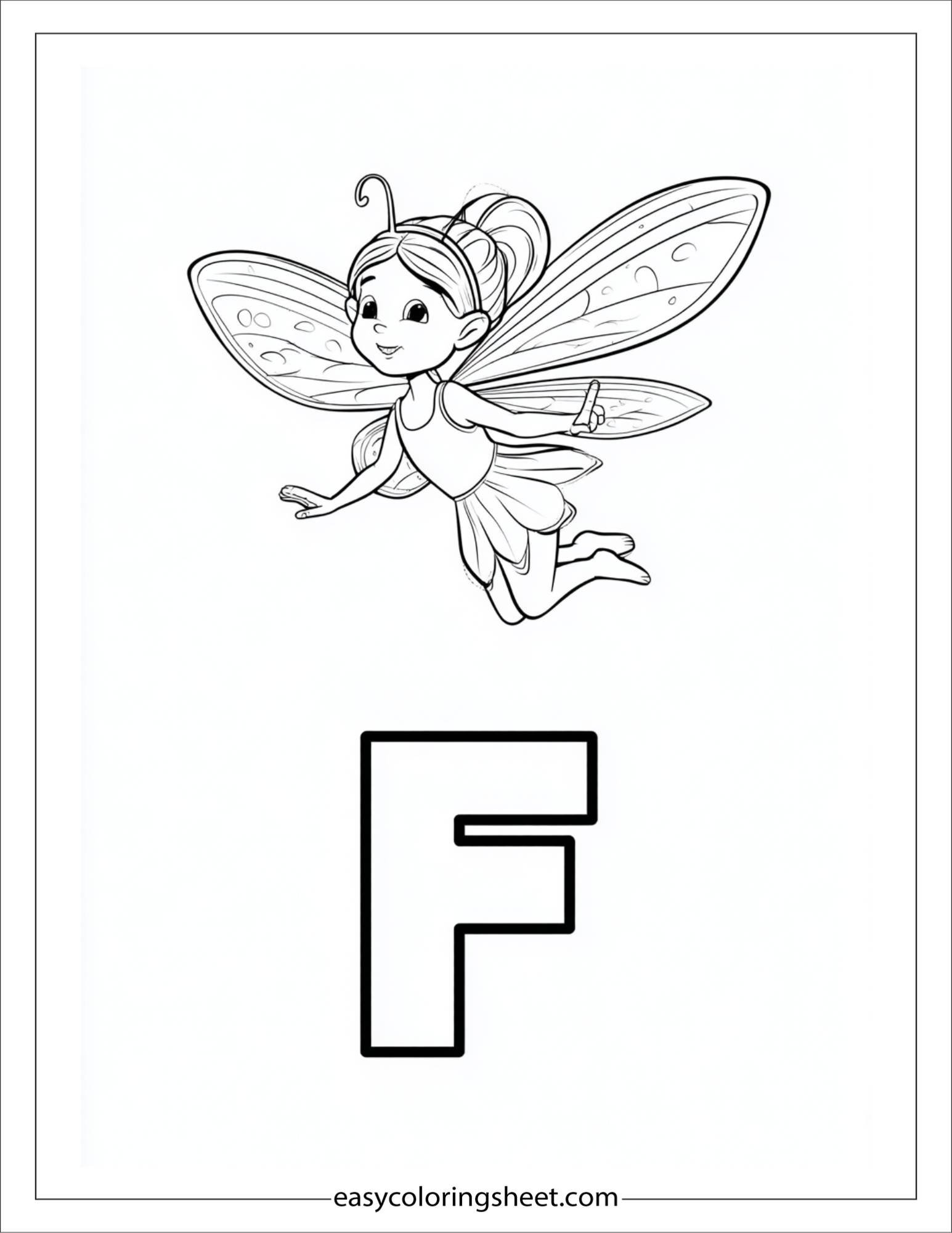 alphabet F fairy coloring page