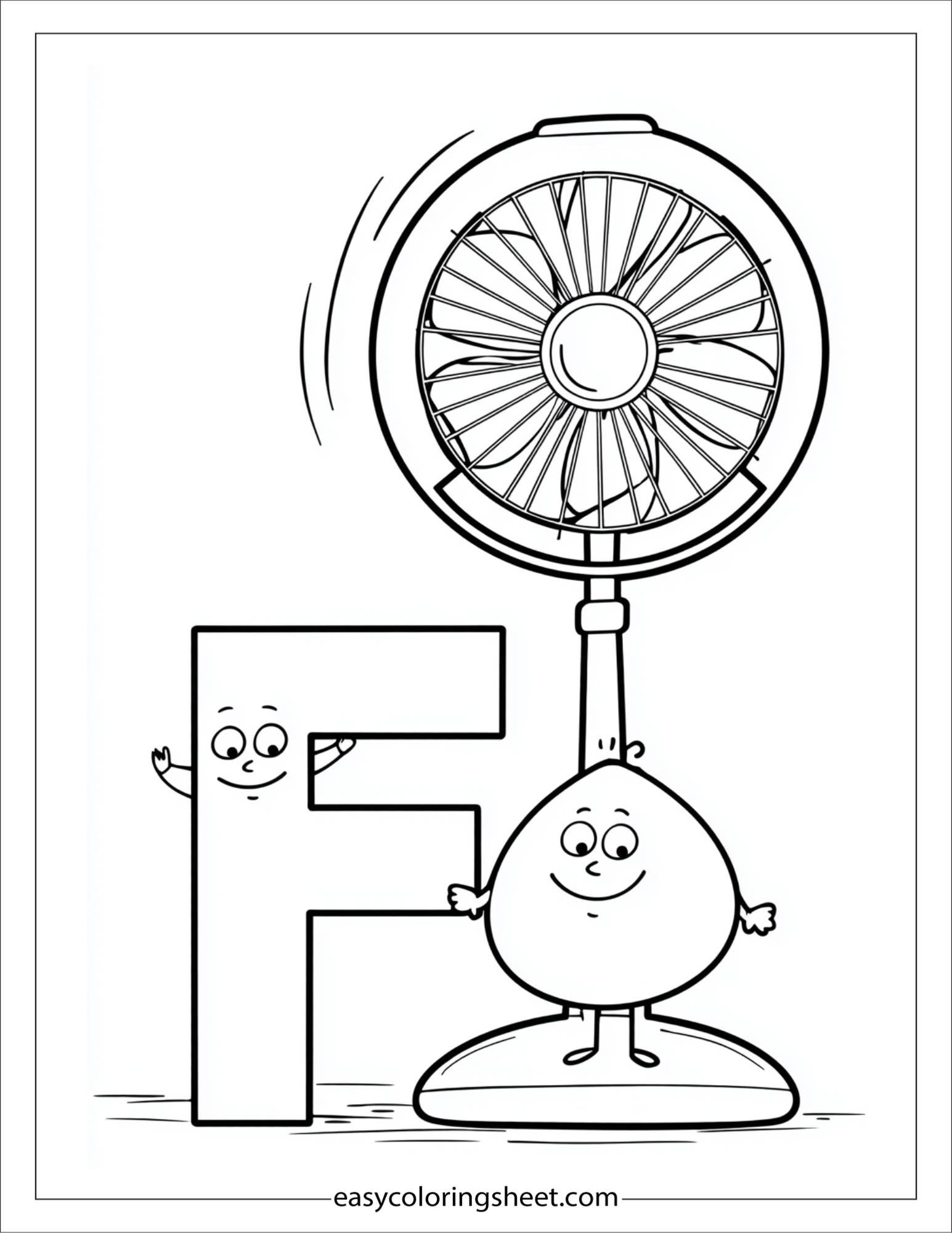 alphabet F fan coloring page