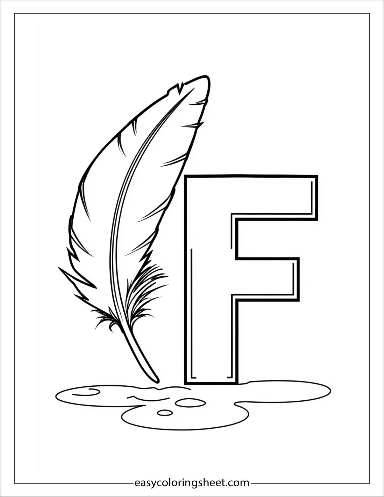 alphabet F feather coloring page