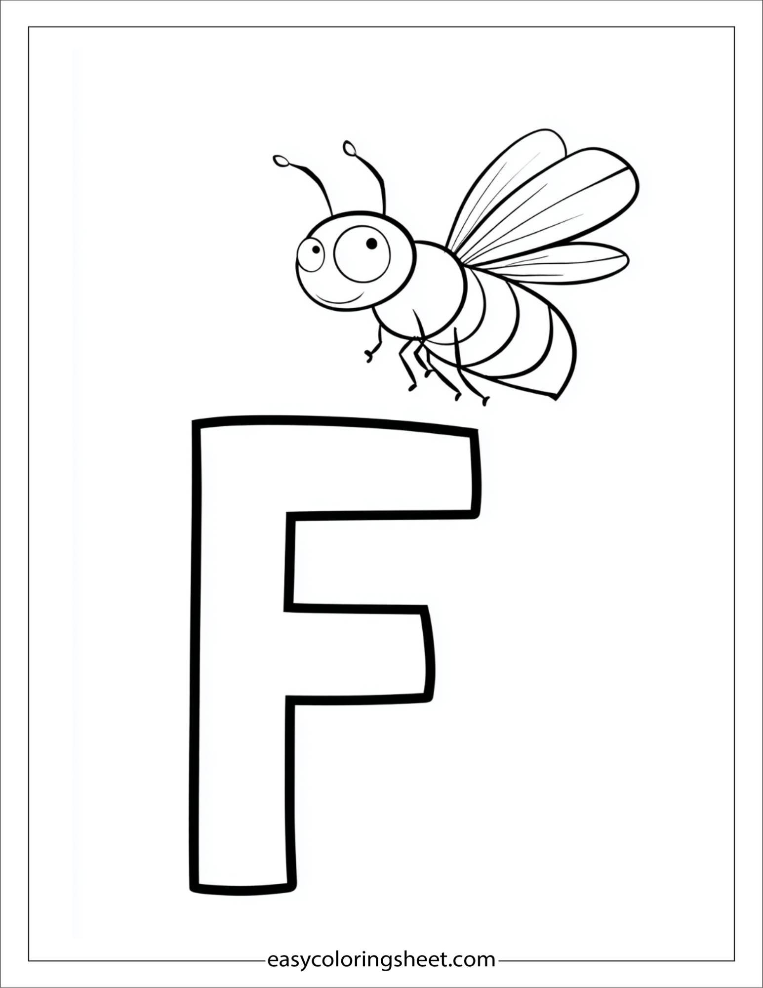 alphabet F firefly coloring page