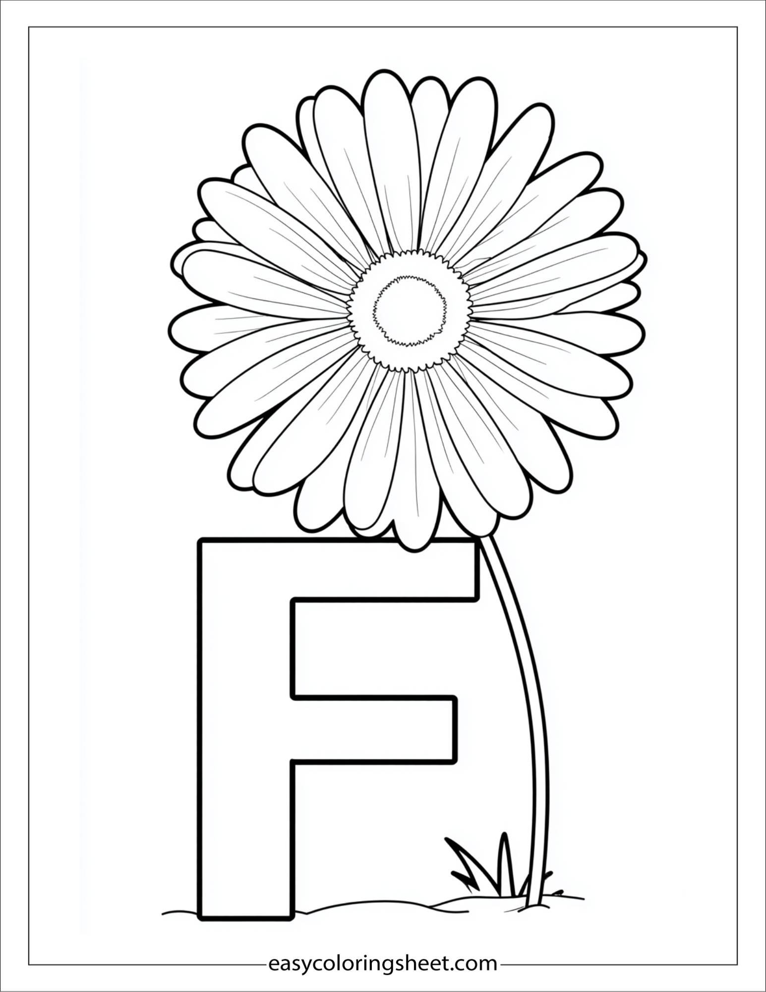 alphabet F flower coloring page