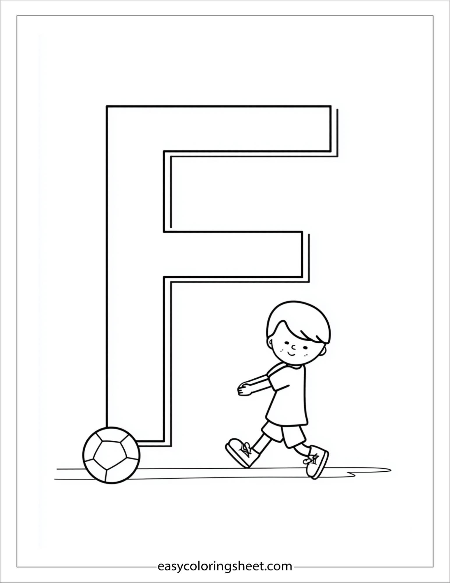 alphabet F football coloring page