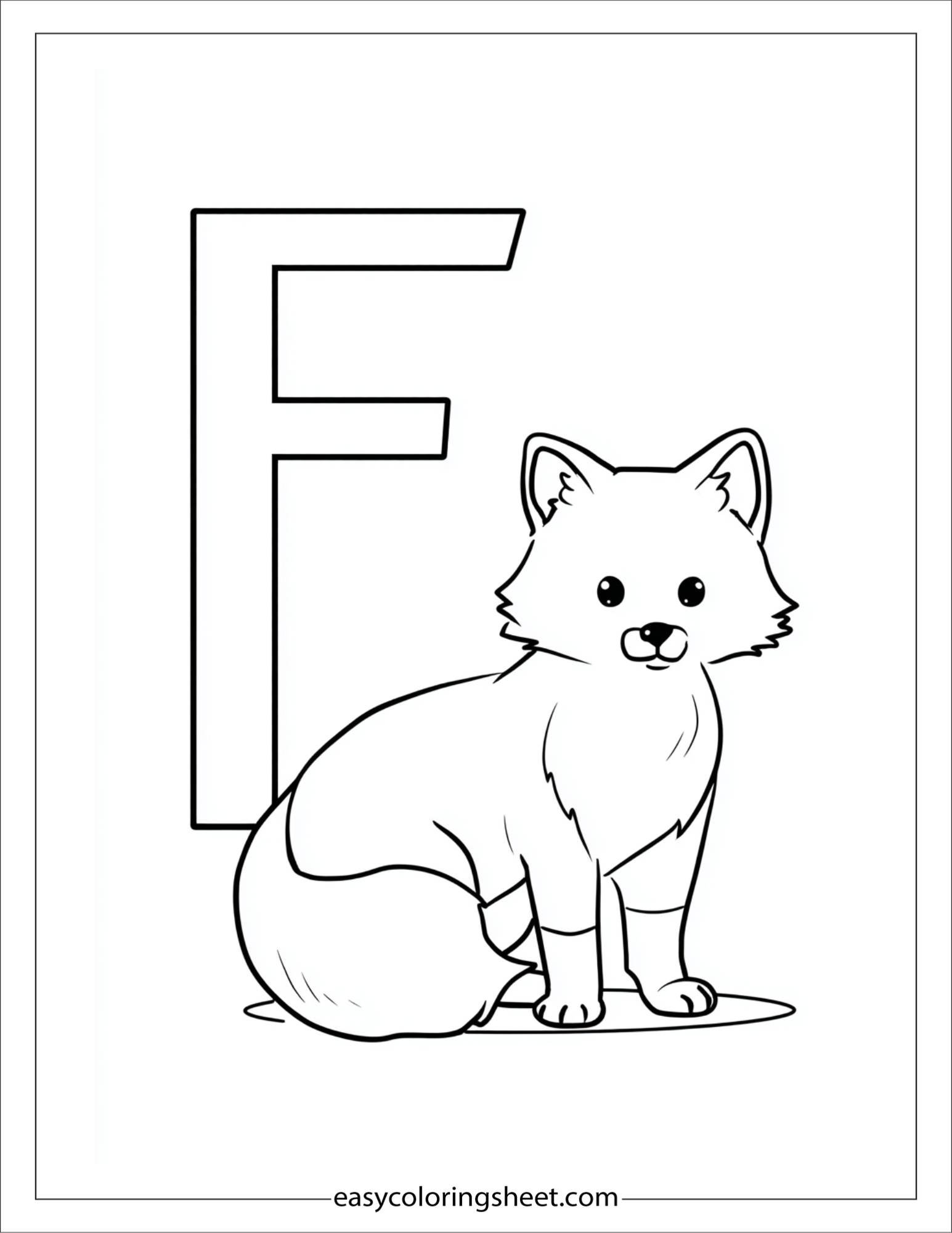 alphabet F fox coloring page