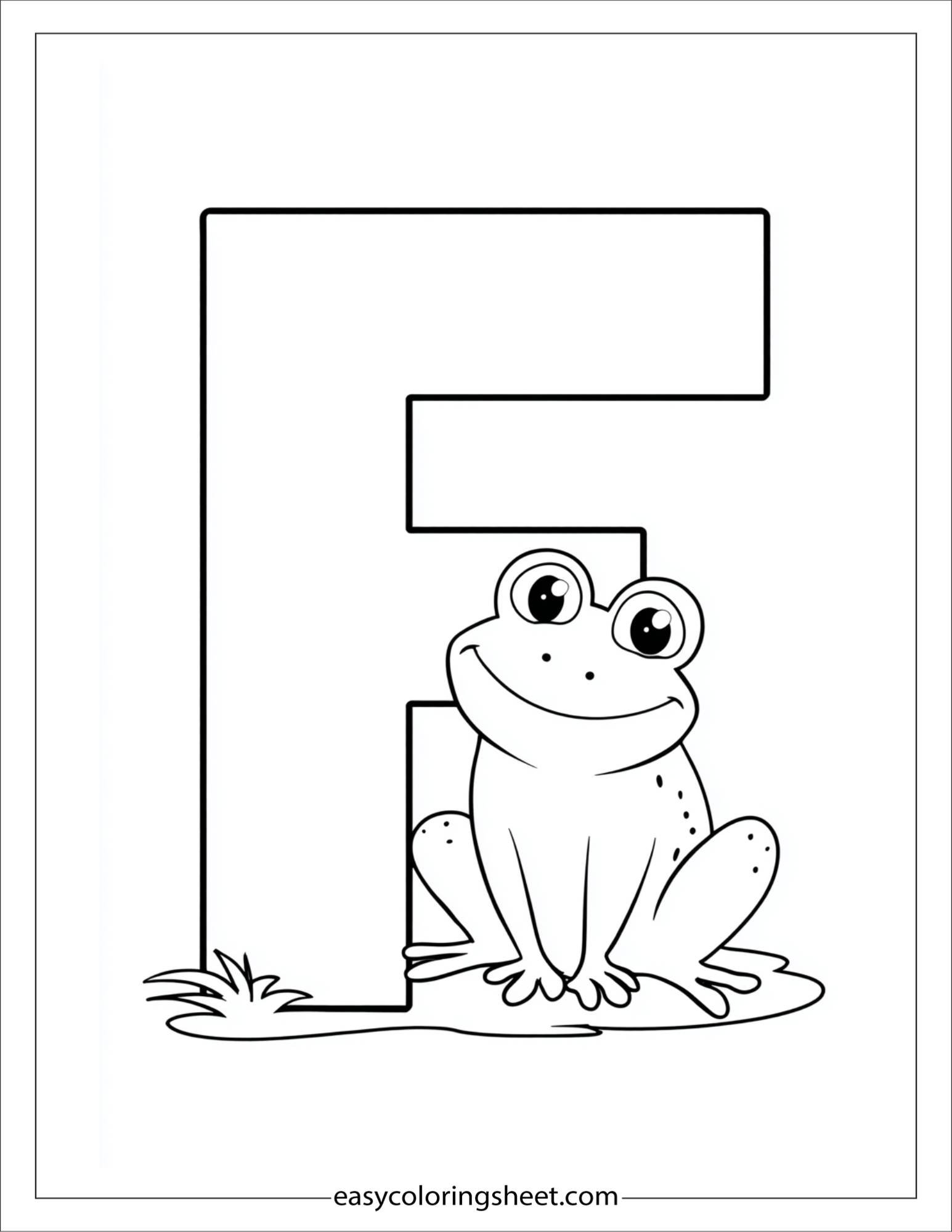 alphabet F frog coloring page