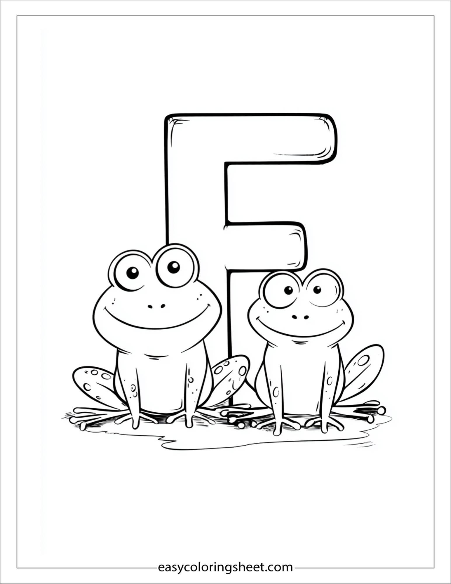 alphabet F frog friends coloring page