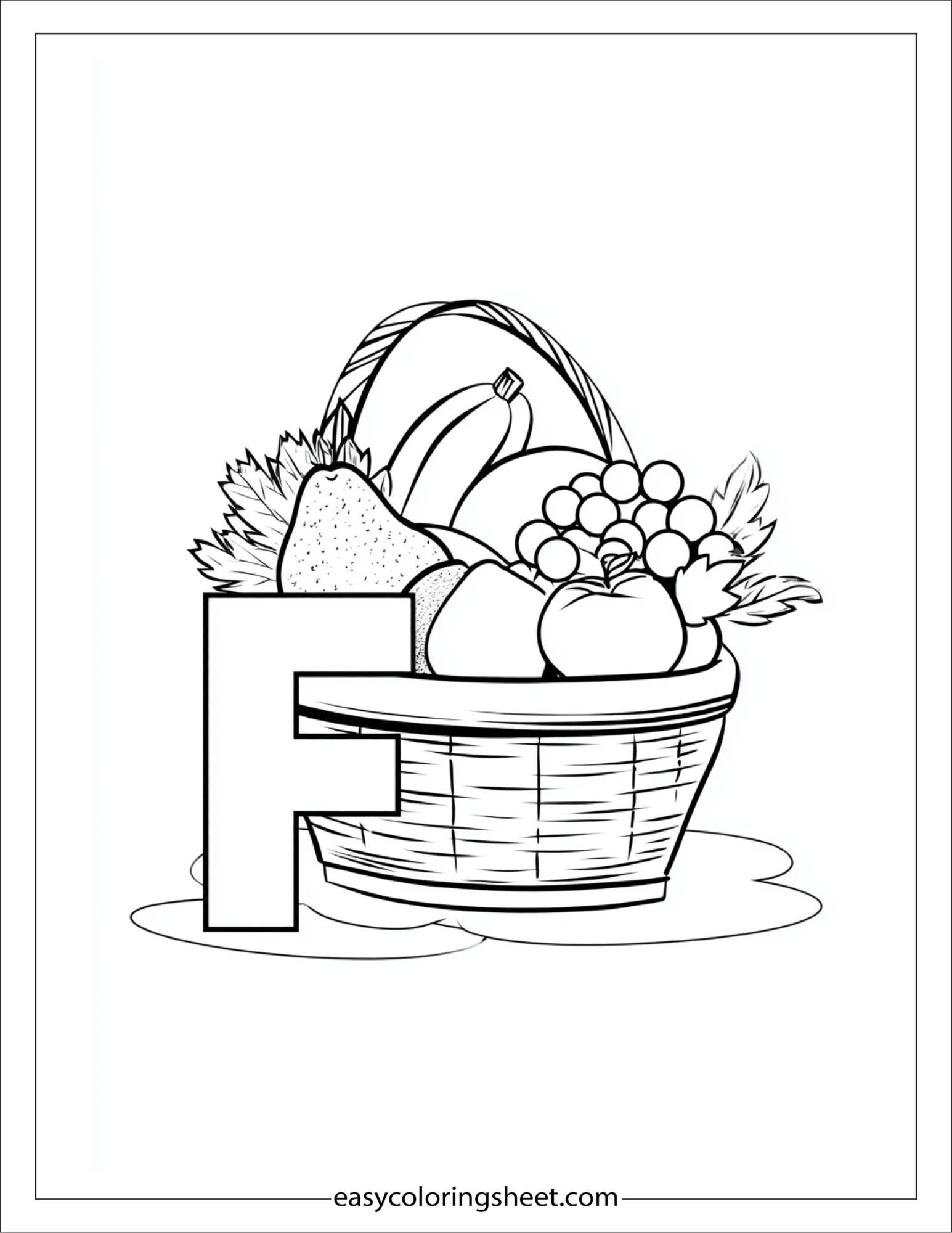 alphabet F fruit coloring page