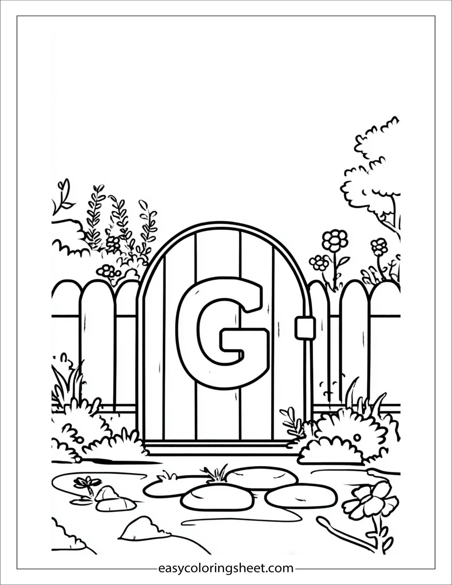 alphabet G gate coloring page