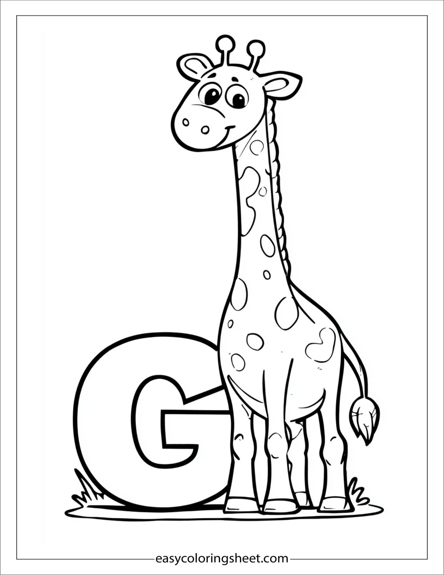 alphabet G giraffe coloring page