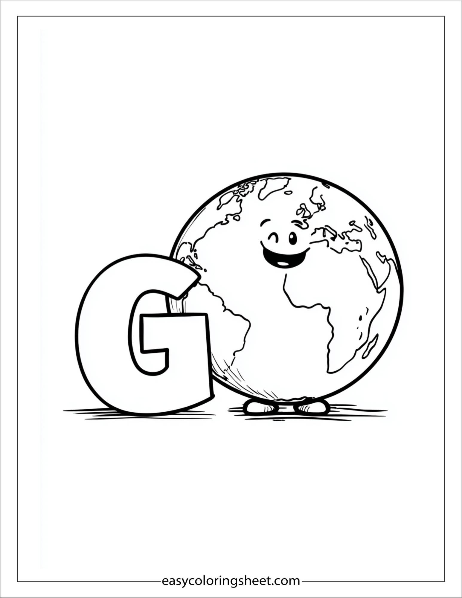 alphabet G globe coloring page