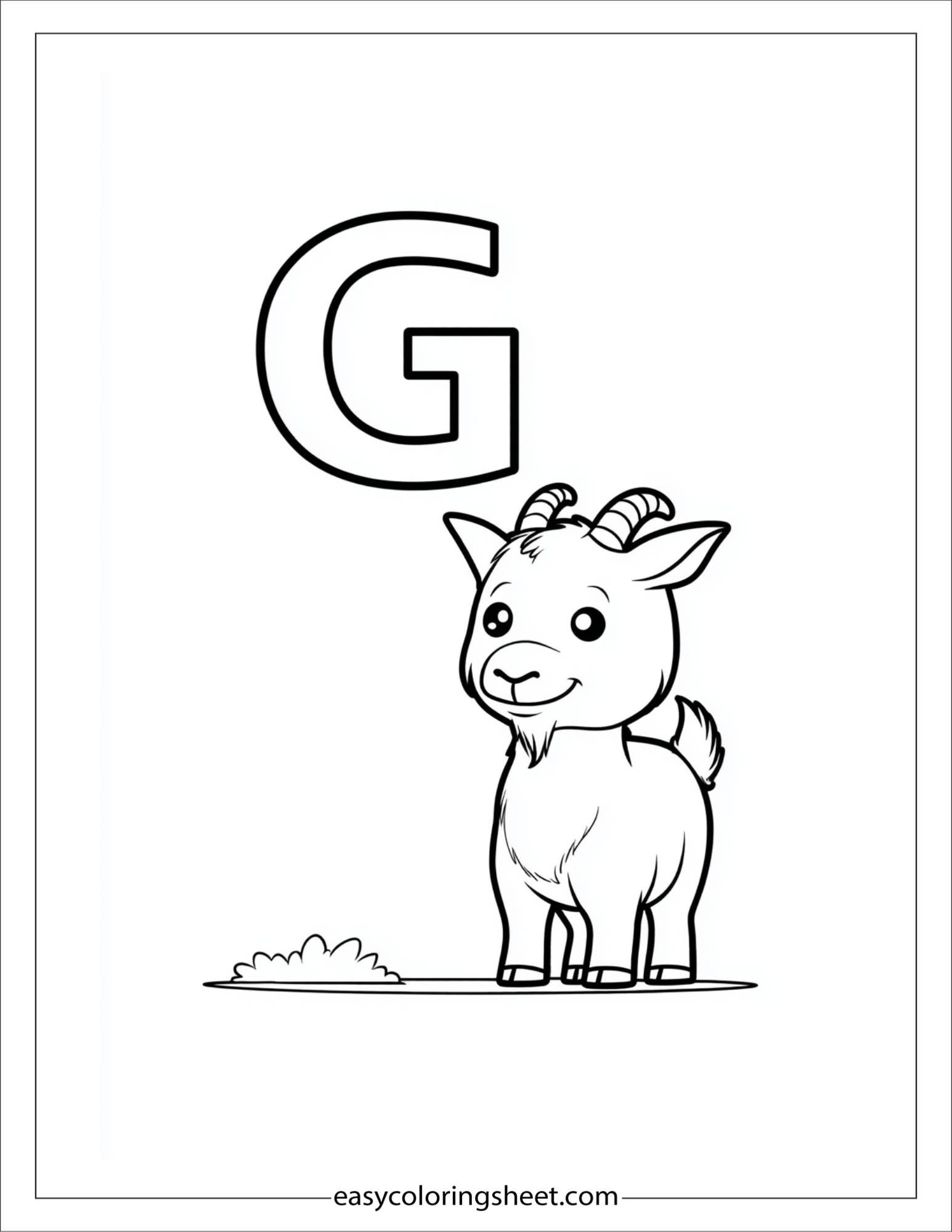 alphabet G goat coloring page