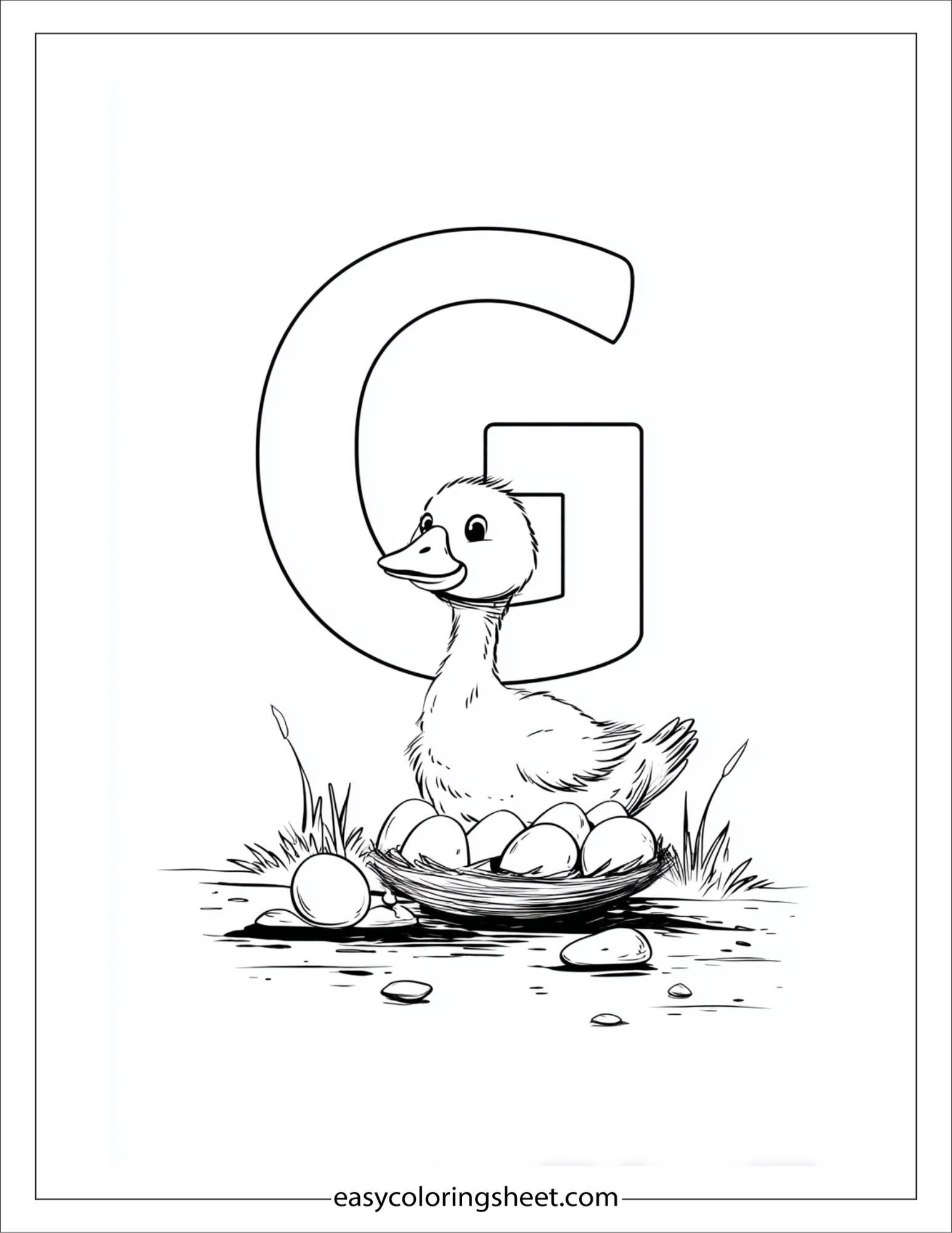 alphabet G goose egg coloring page