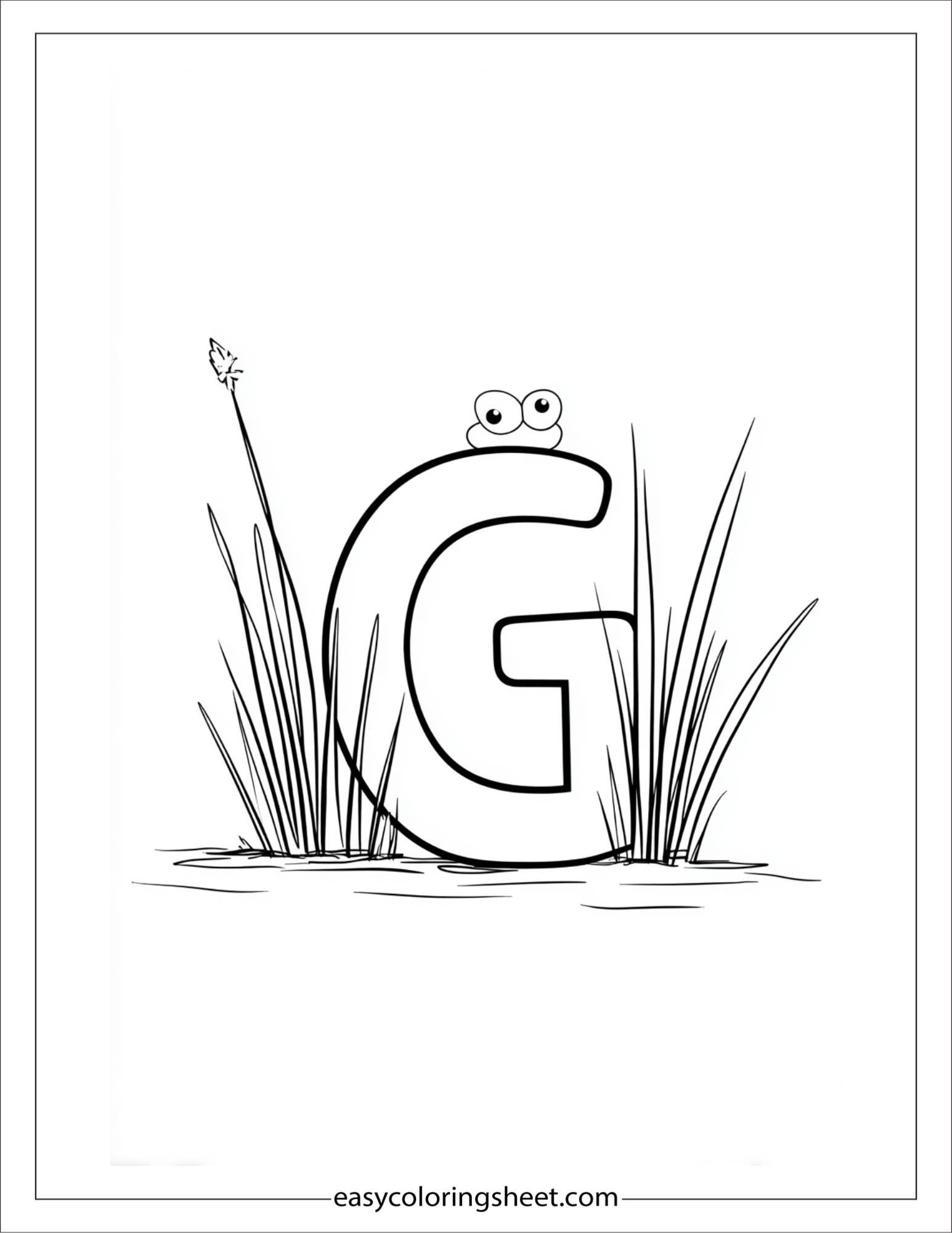 alphabet G grass coloring page