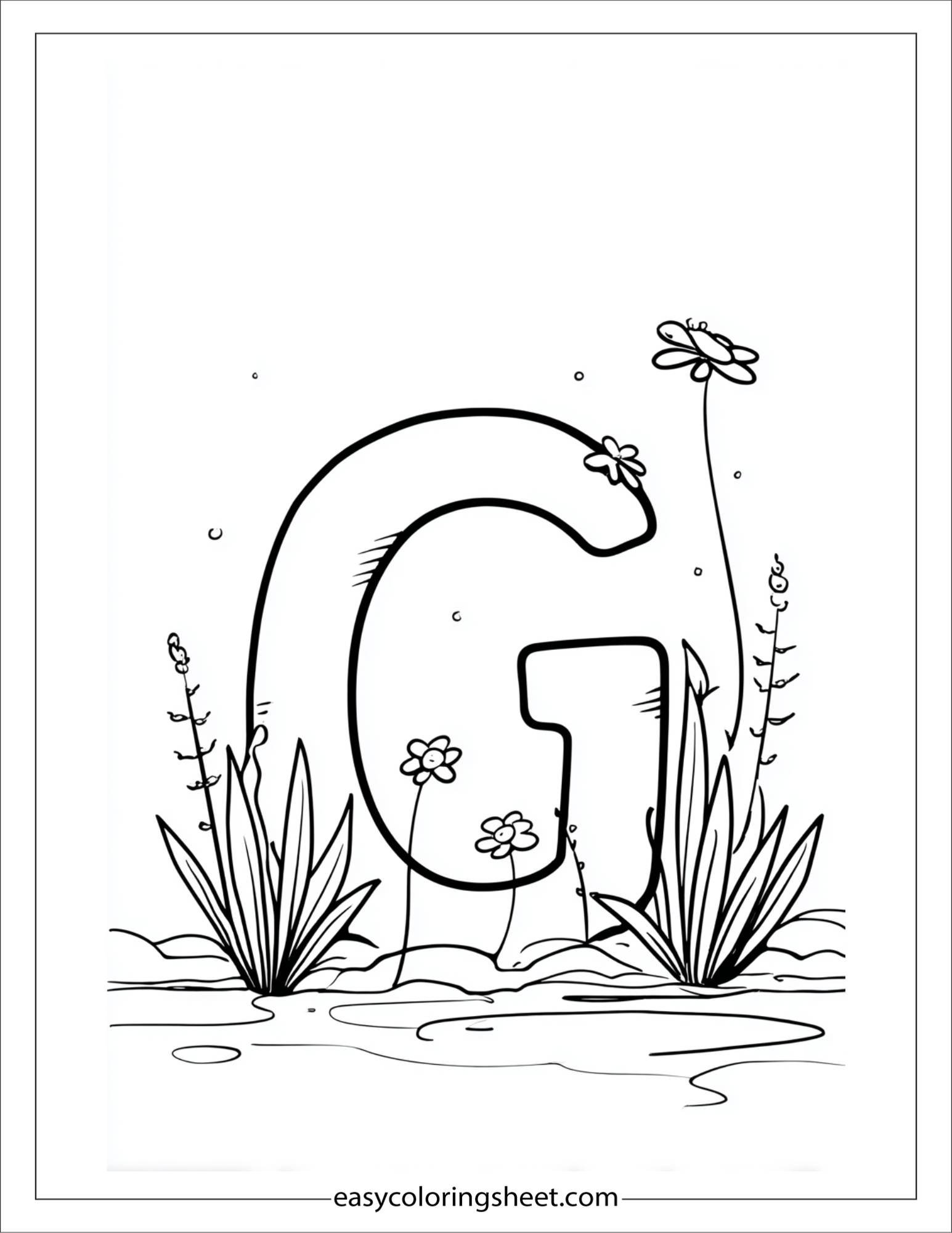 alphabet G grass garden coloring page