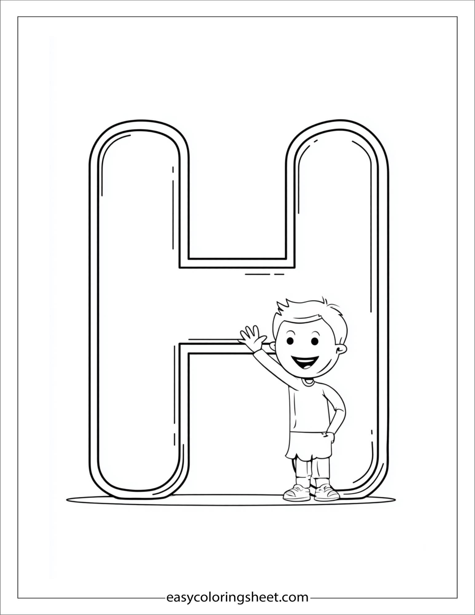 alphabet H hand coloring page