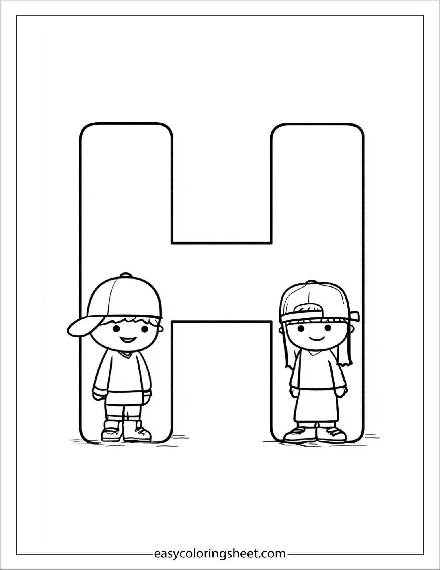 alphabet H hat parade coloring page