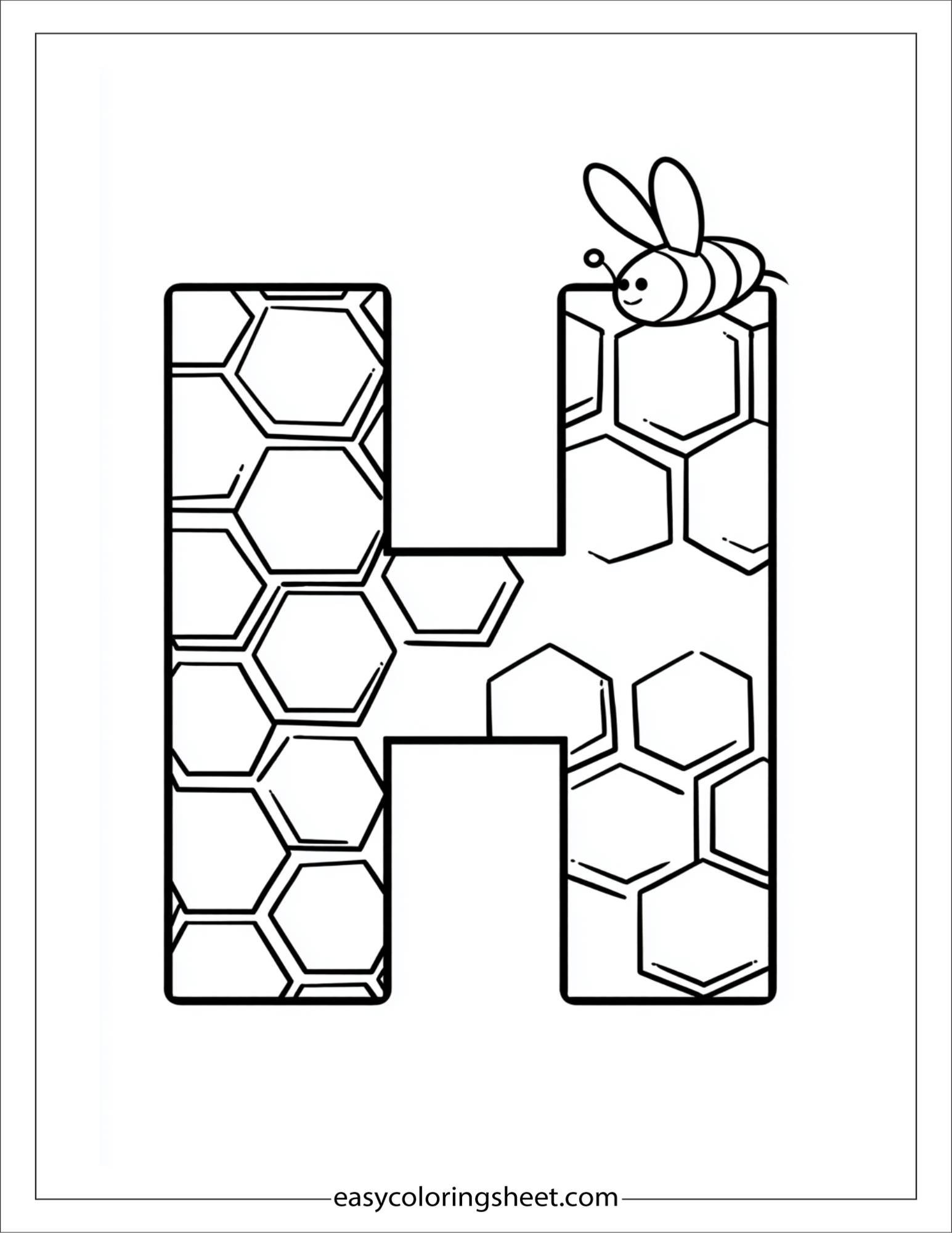 alphabet H honeycomb coloring page