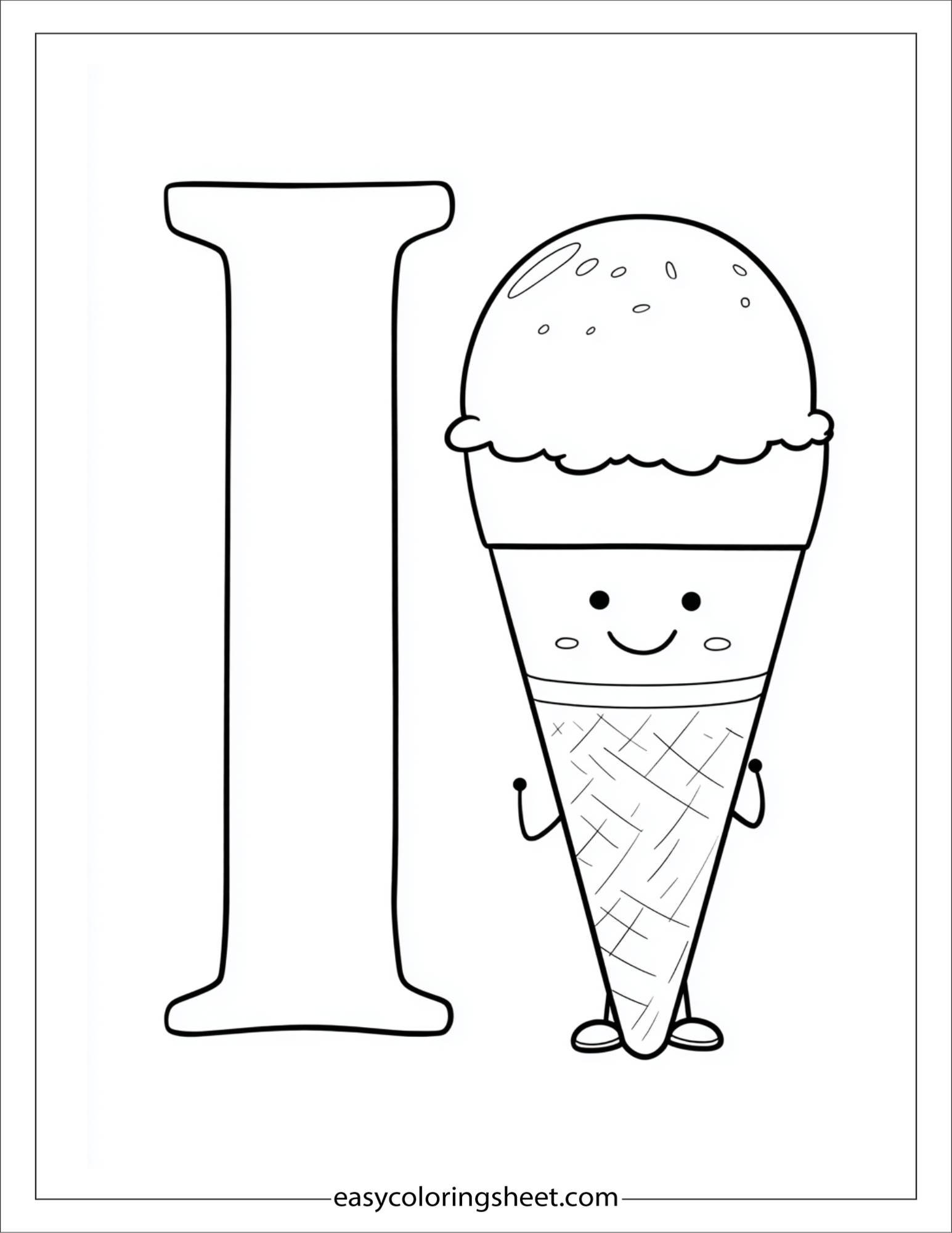 alphabet I coloring page