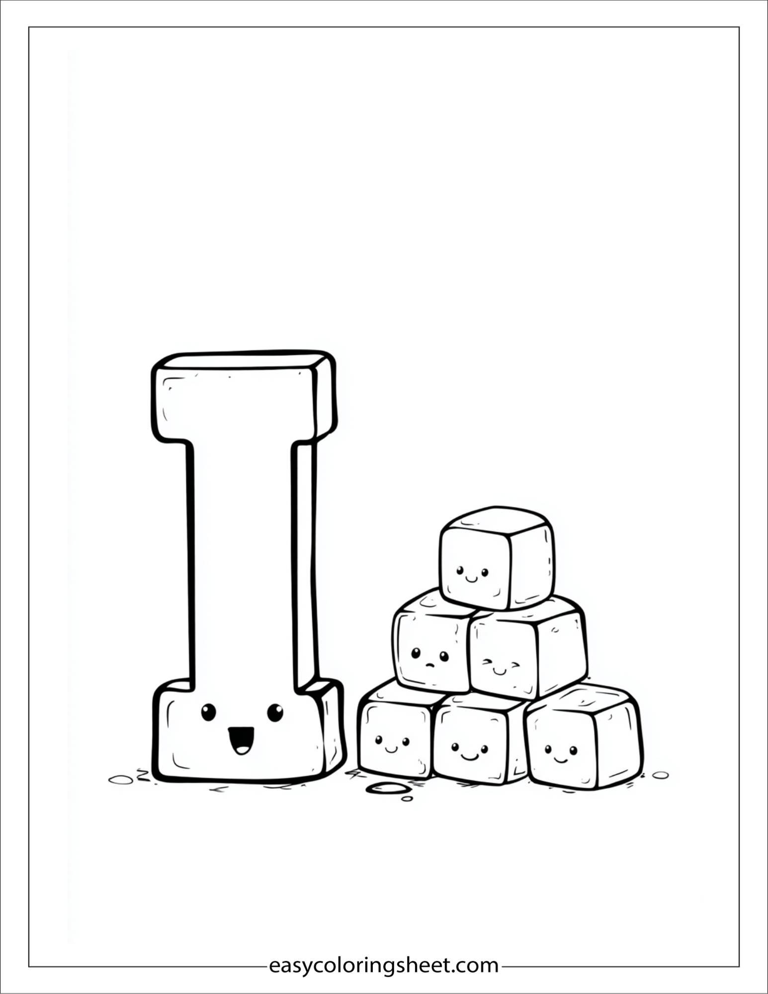 alphabet I ice coloring page