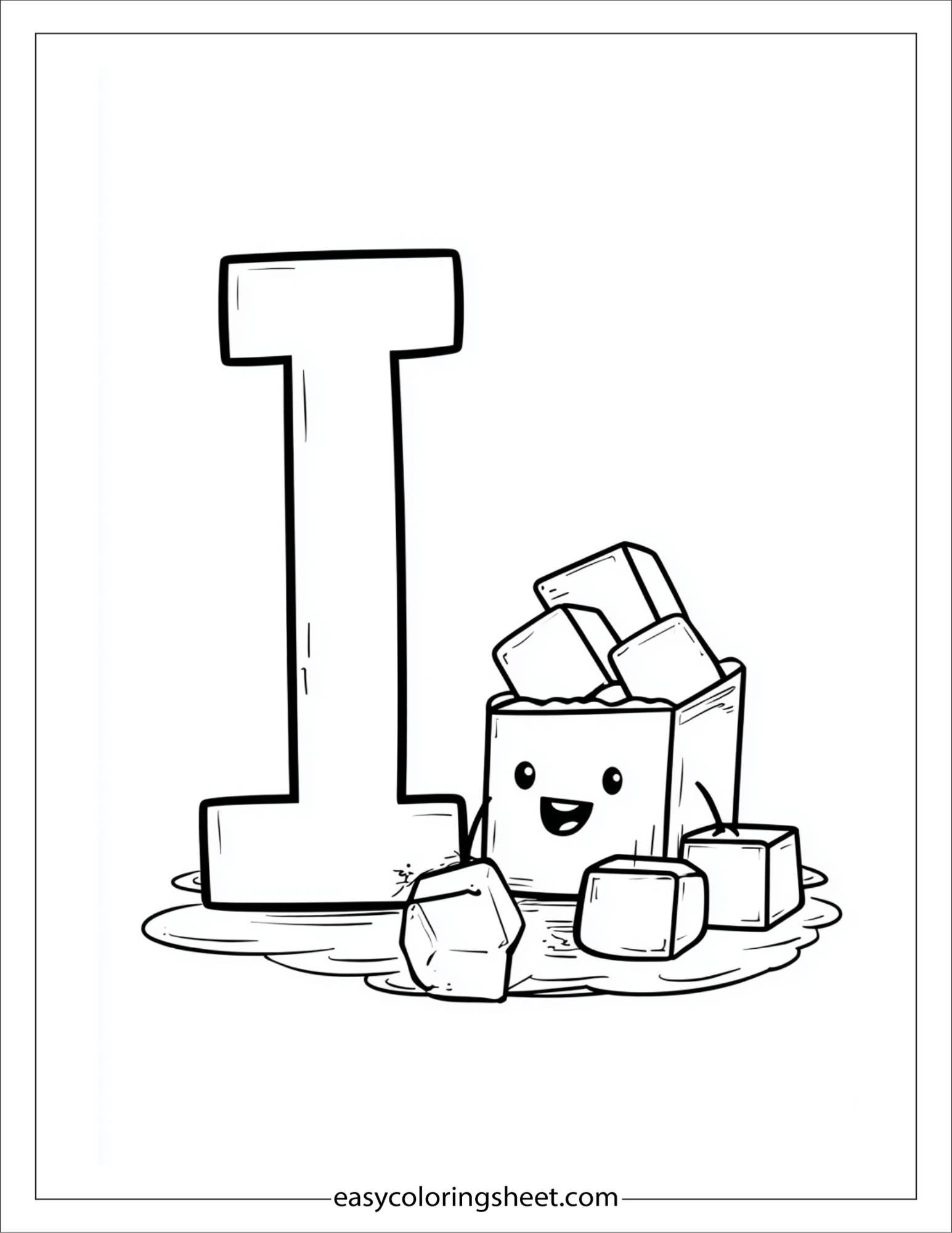 alphabet I ice cube coloring page