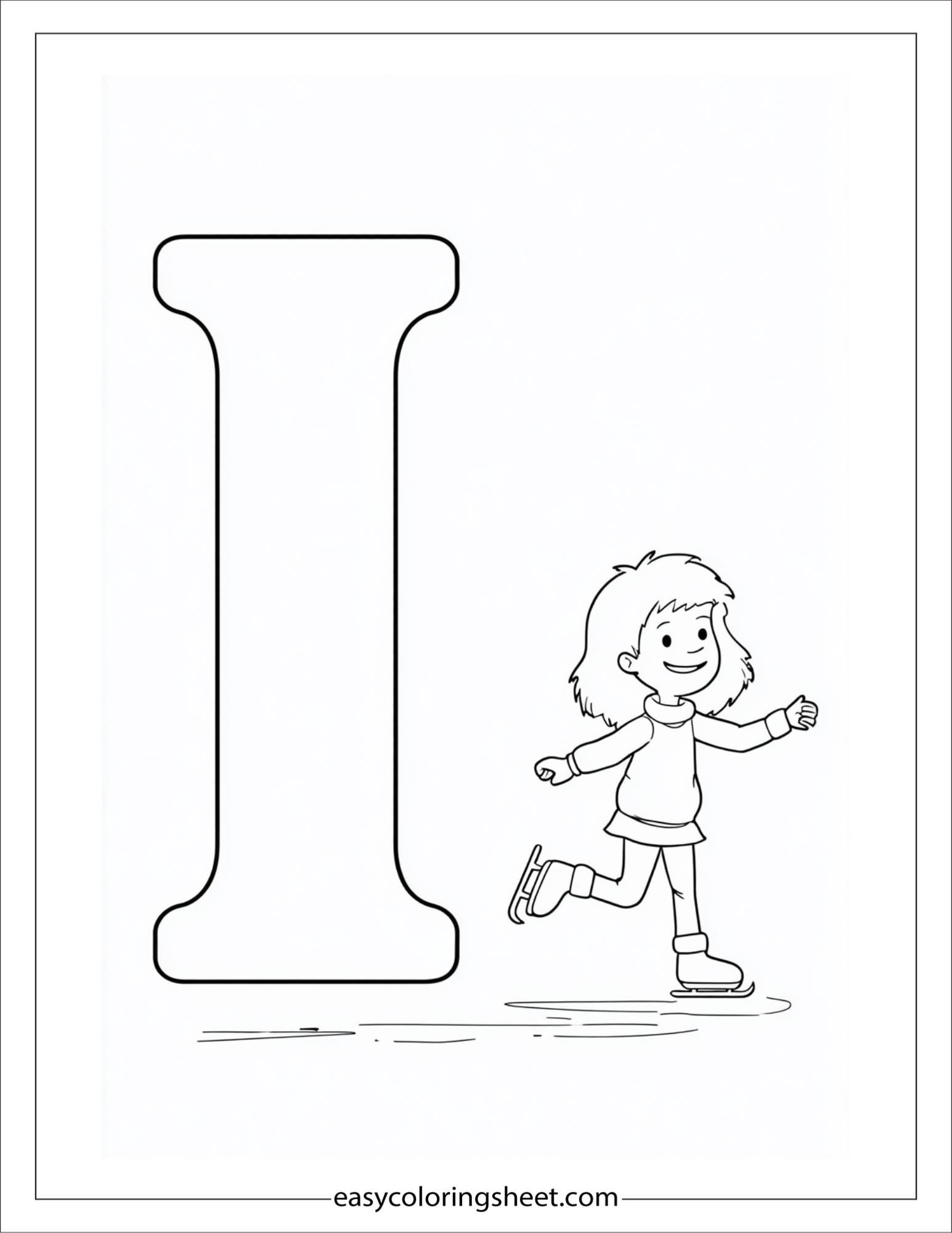 alphabet I ice skater coloring page