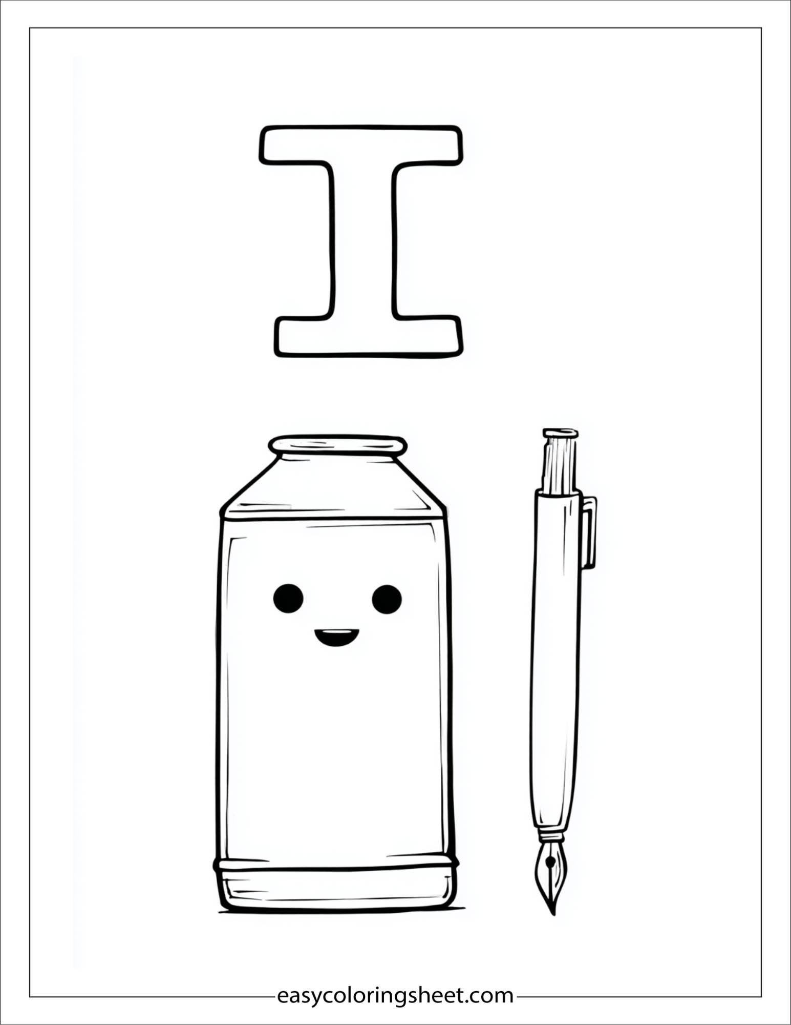 alphabet I ink coloring page