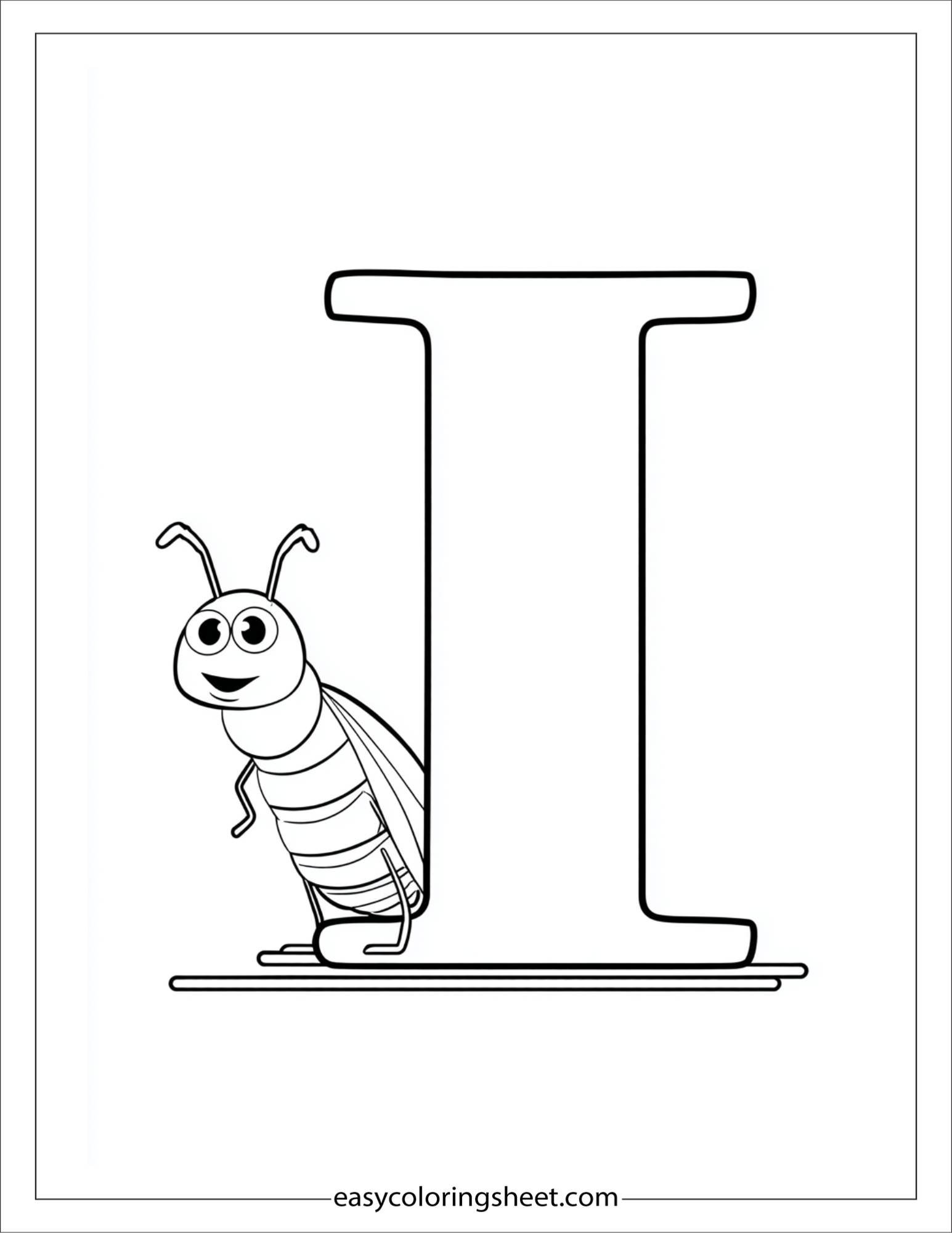 alphabet I insect coloring page