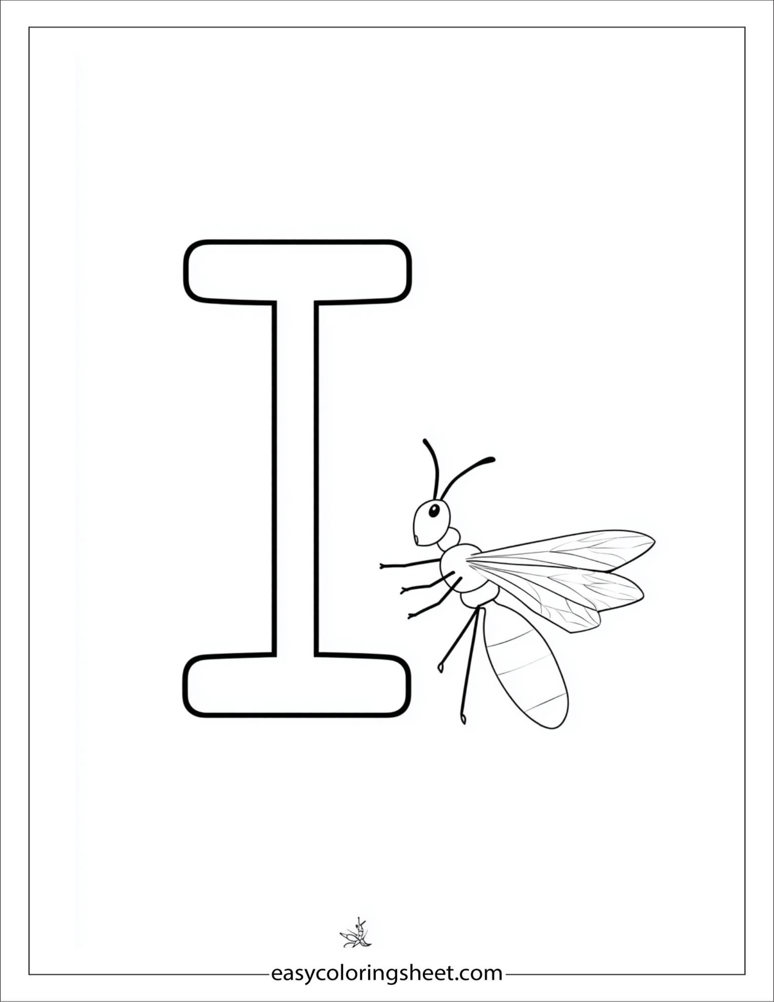 alphabet I insect wings coloring page