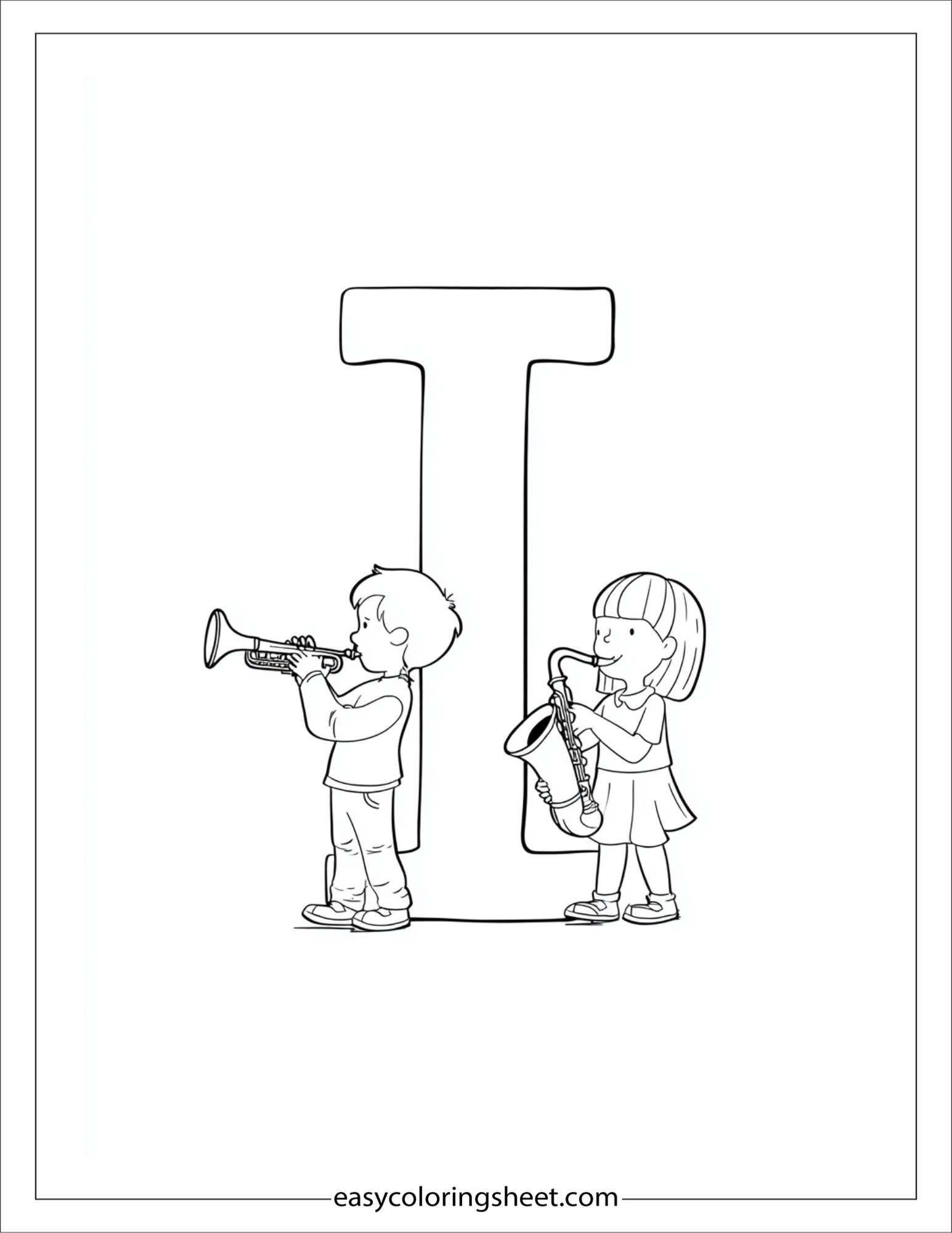 alphabet I instrument band coloring page