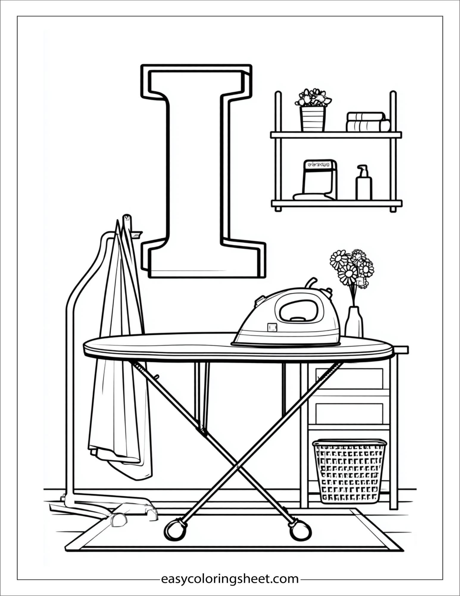 alphabet I iron board coloring page