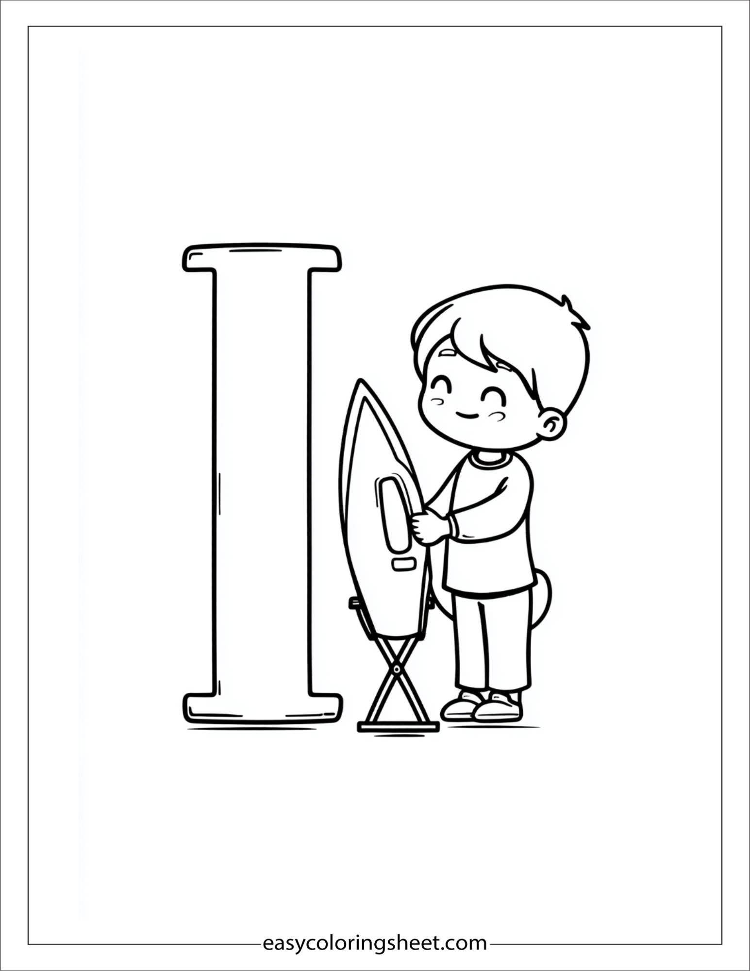 alphabet I iron clothes coloring page