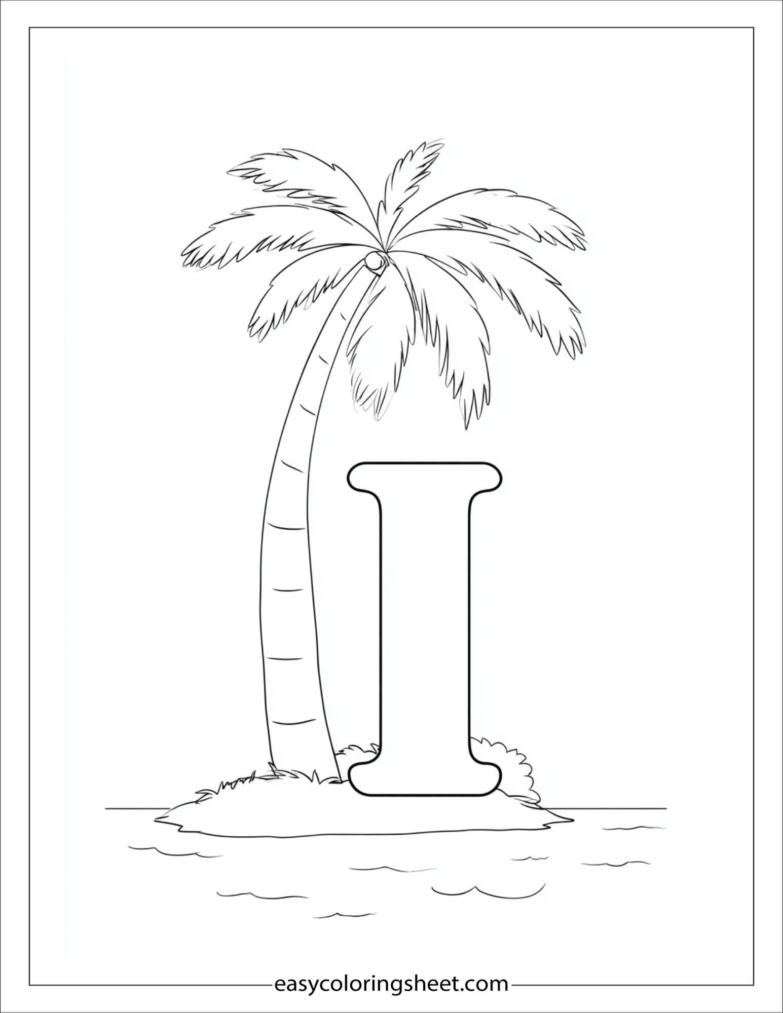 alphabet I island coloring page