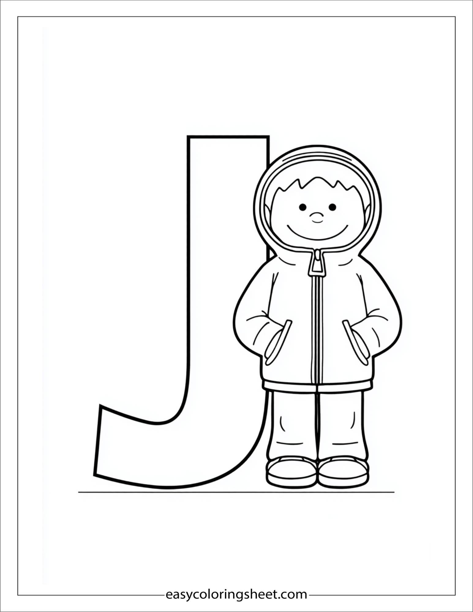 alphabet J jacket coloring page