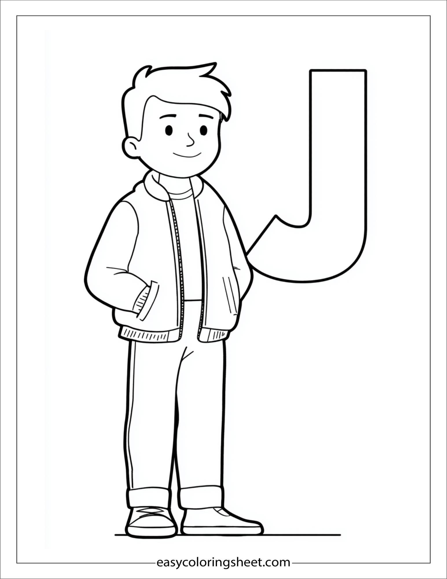 alphabet J jacket zipper coloring page