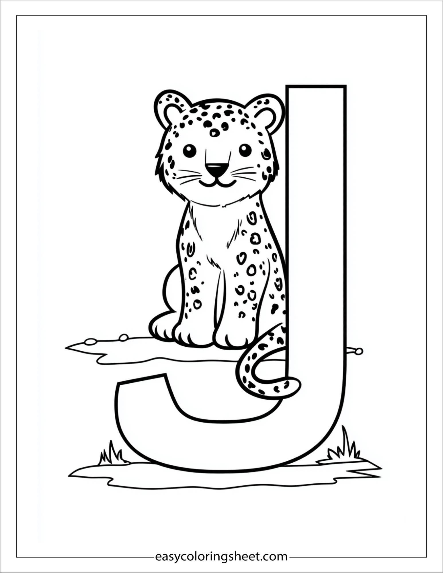 alphabet J jaguar coloring page